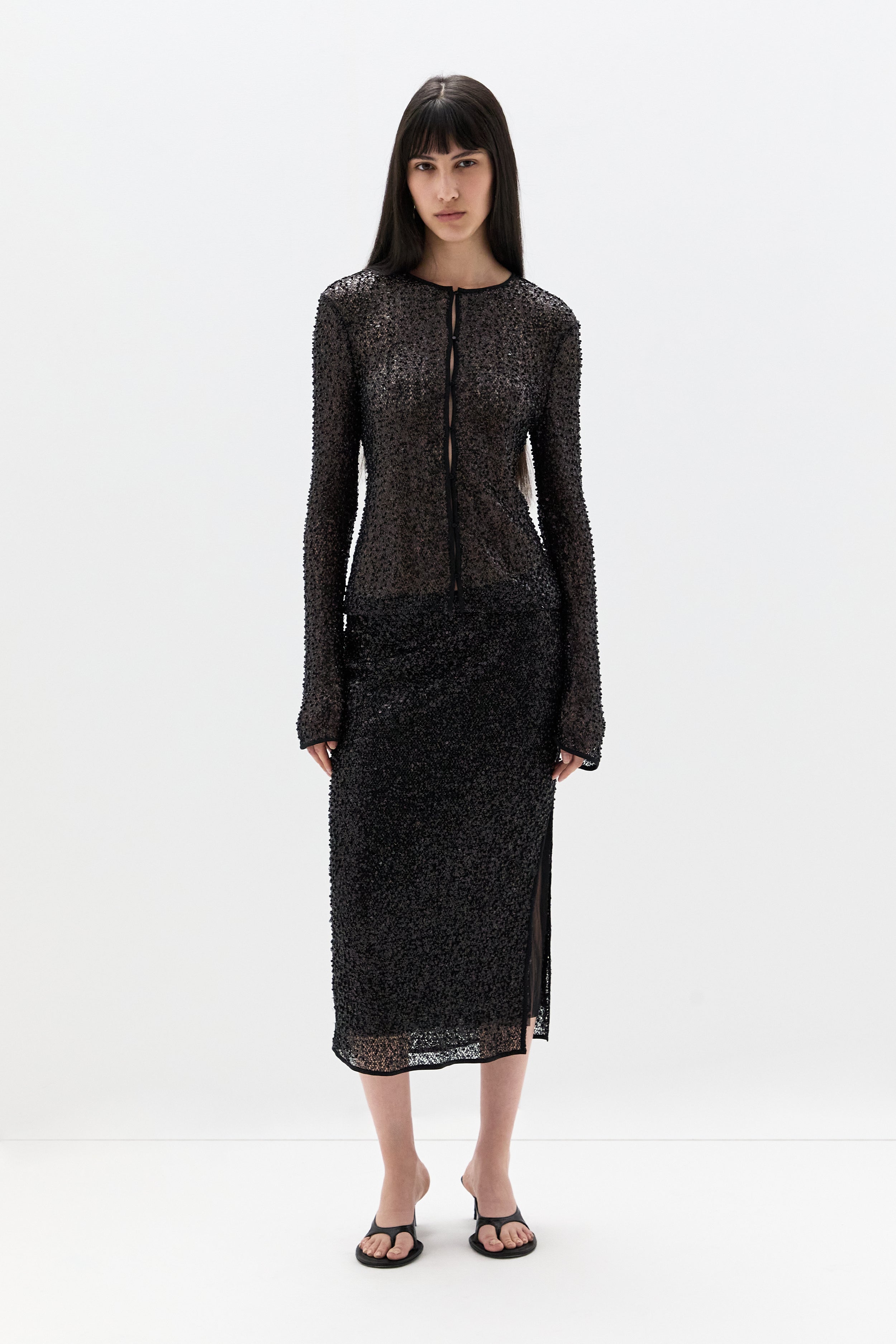 Cassia Sequin Button Down Top
