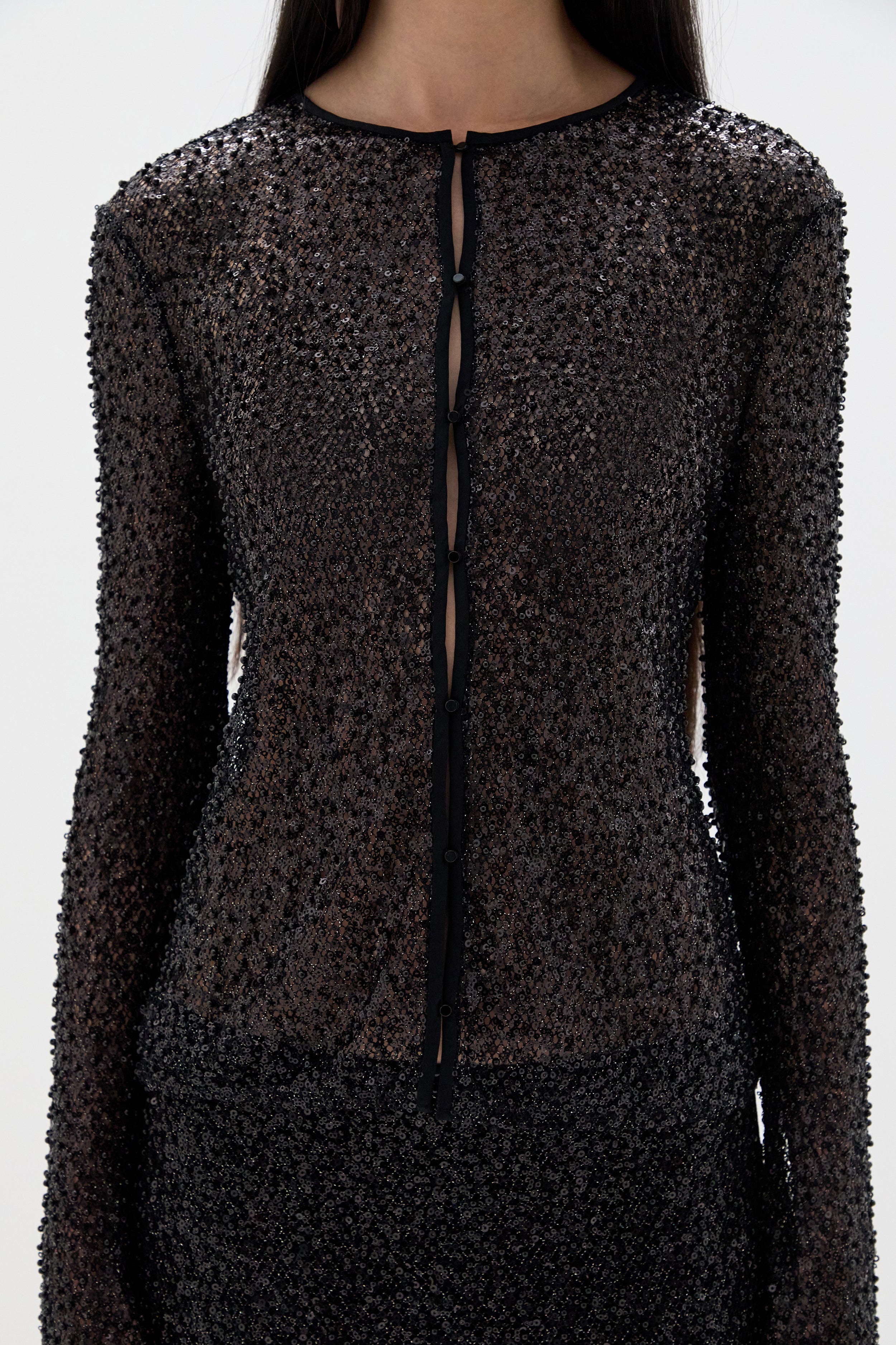 Cassia Sequin Button Down Top