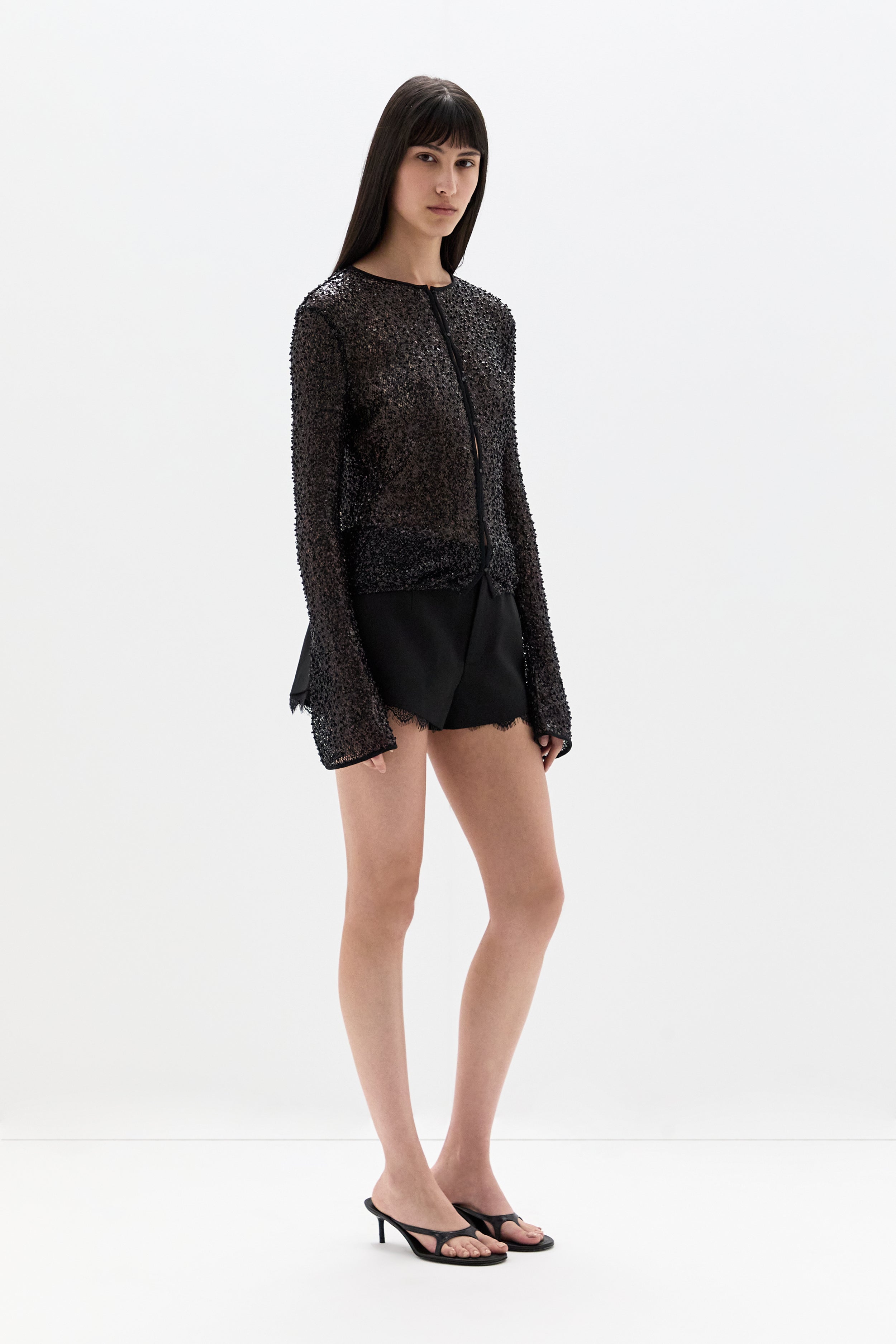 Cassia Sequin Button Down Top