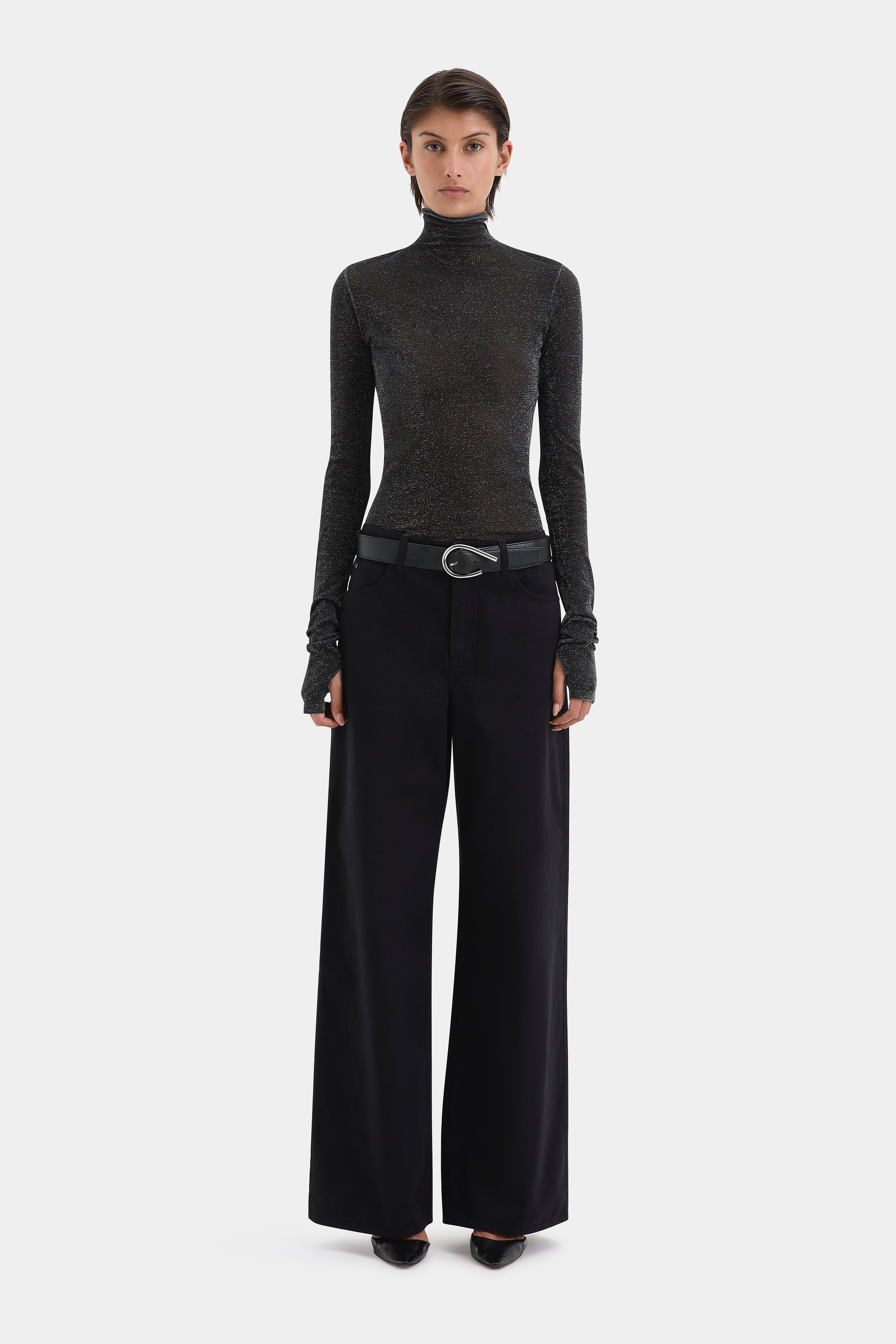 Chiano Metallic Knit Long Sleeve Top