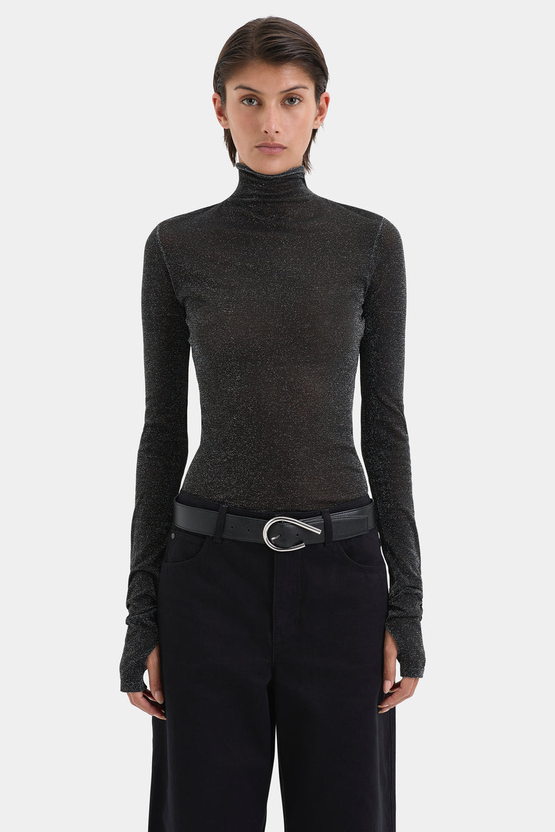 Chiano Metallic Knit Long Sleeve Top