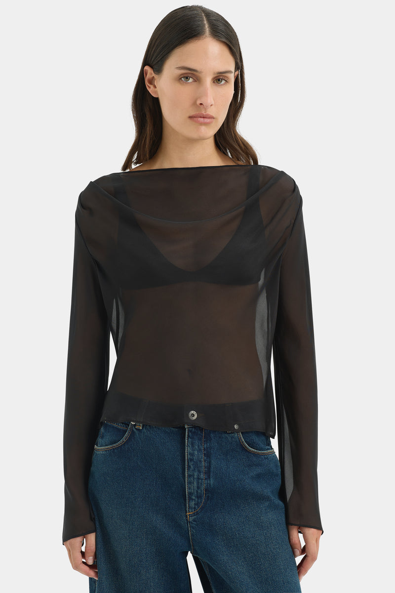 Strobe Long Sleeve Cowl Top