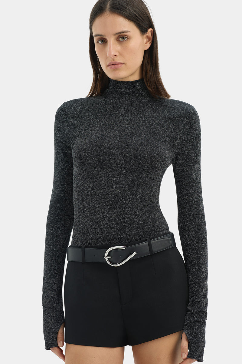 Chiano Metallic Knit Long Sleeve Top