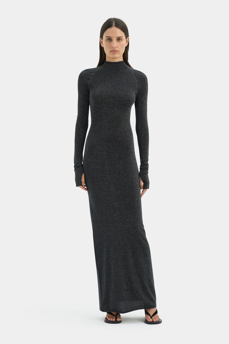 Chiano Metallic Knit Long Sleeve Dress