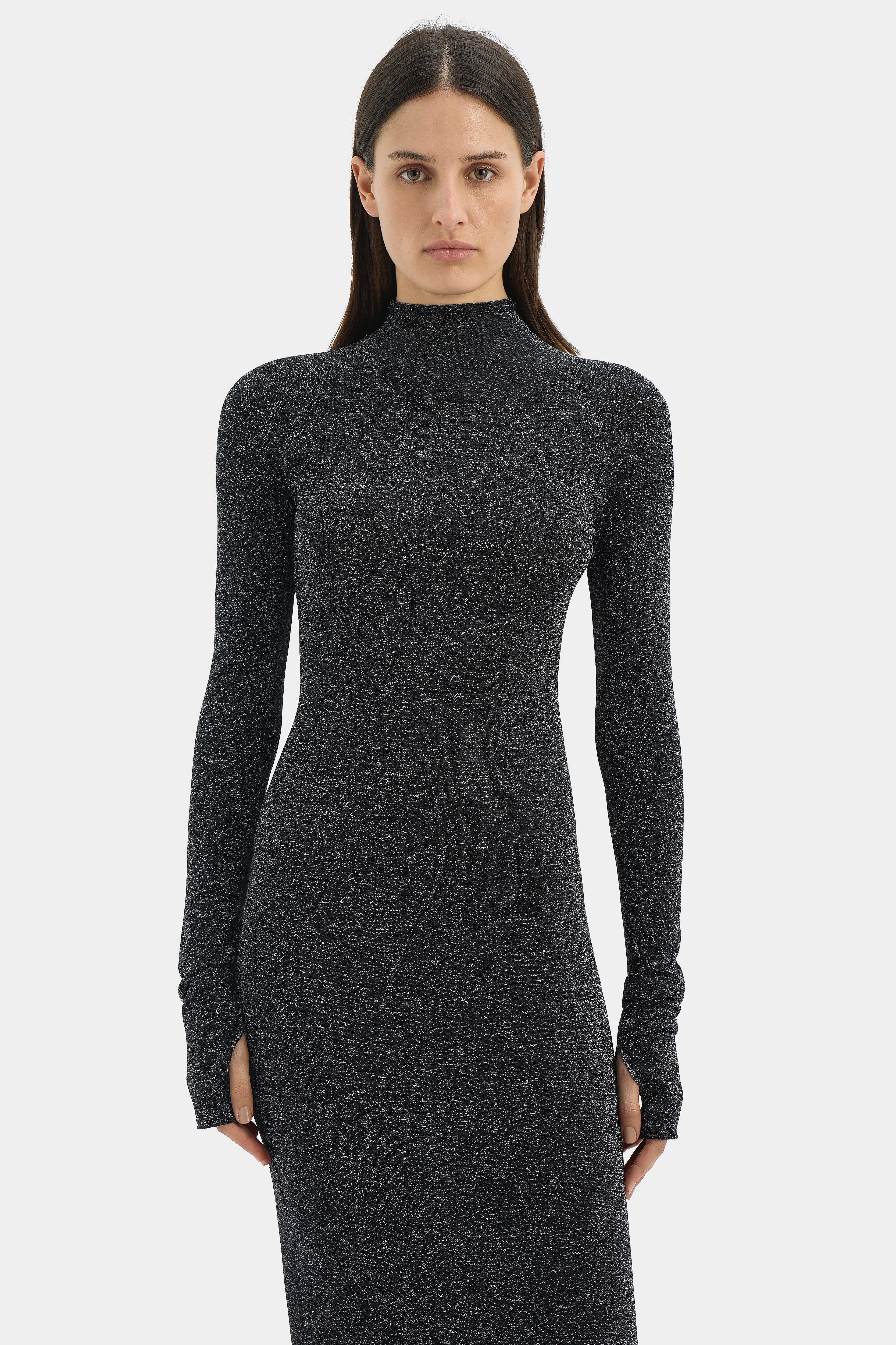Chiano Metallic Knit Long Sleeve Dress