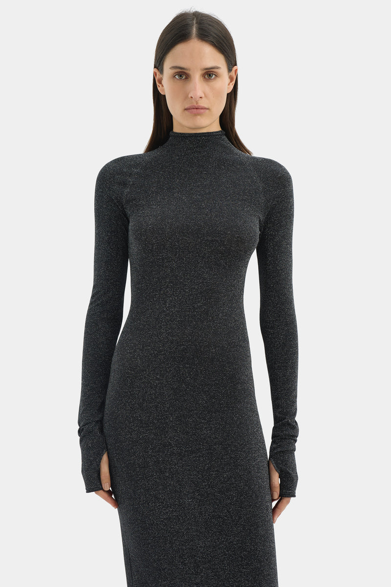 Chiano Metallic Knit Long Sleeve Dress