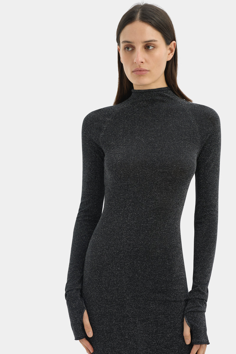 Chiano Metallic Knit Long Sleeve Dress