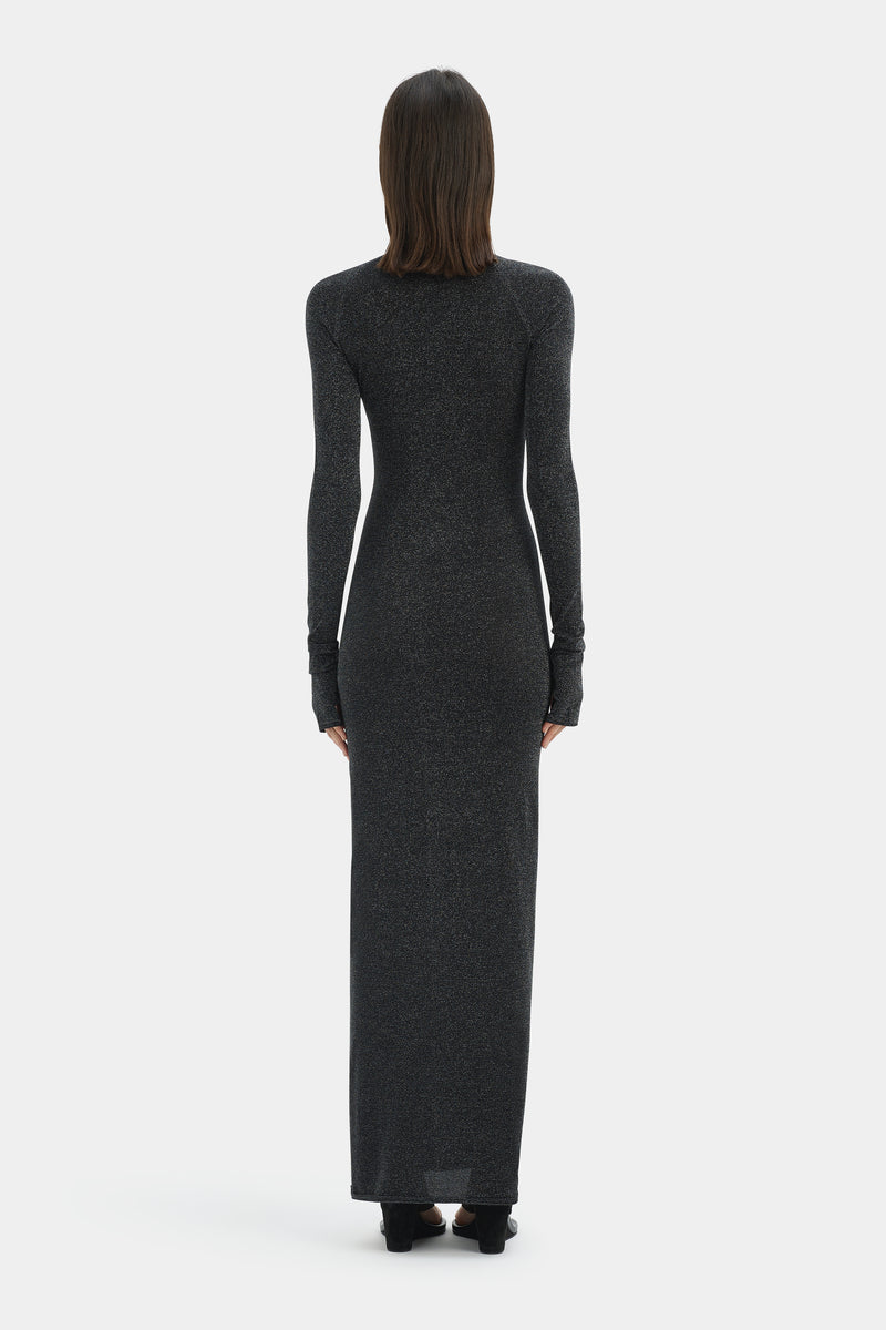 Chiano Metallic Knit Long Sleeve Dress
