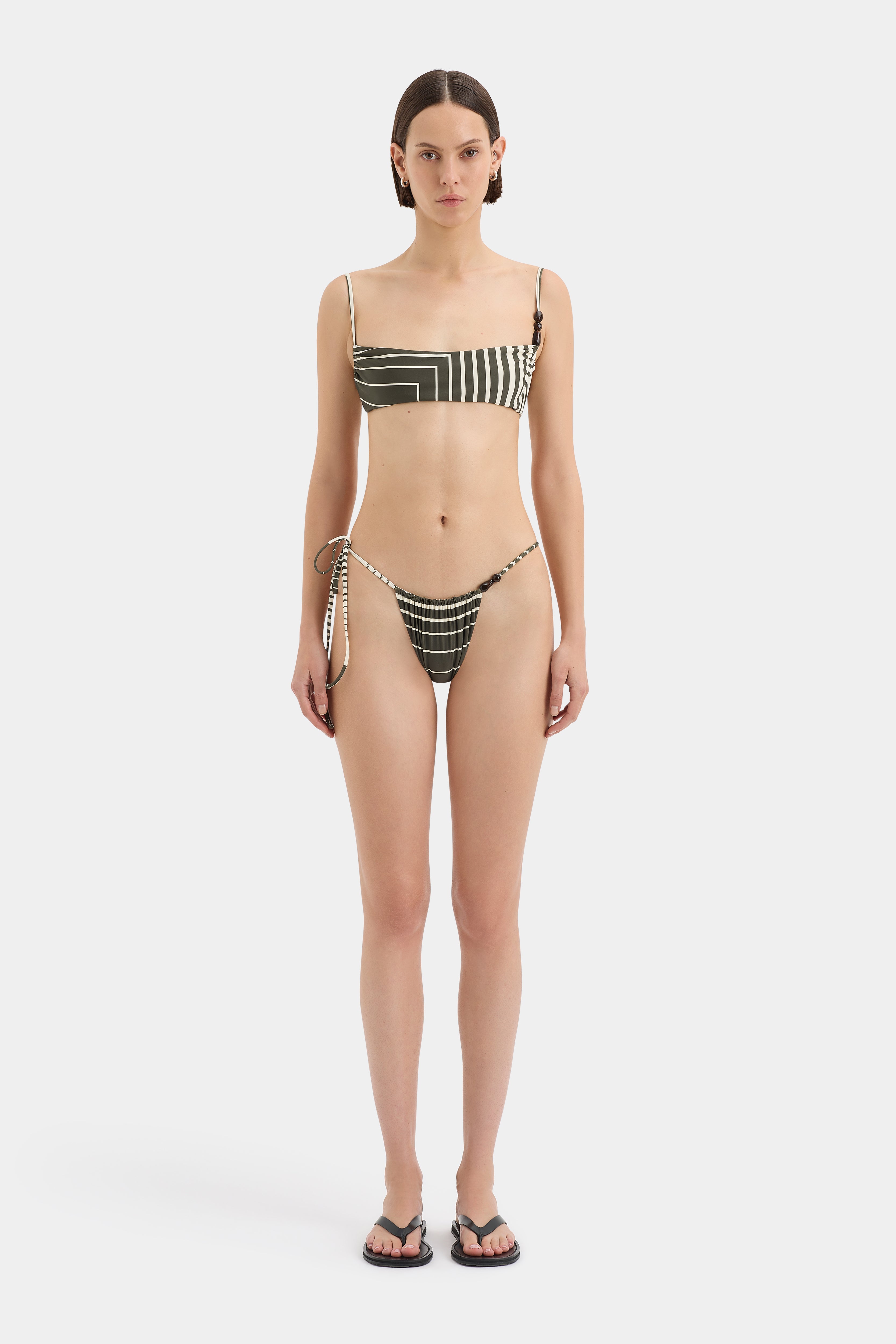 Leilana Bandeau Top | Green Garden Stripe | SIR.