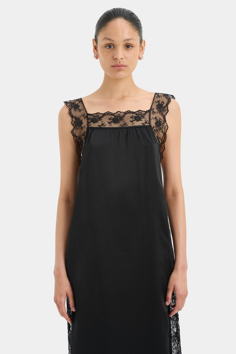 SIR the label Aries Square Neck Lace Slip BLACK