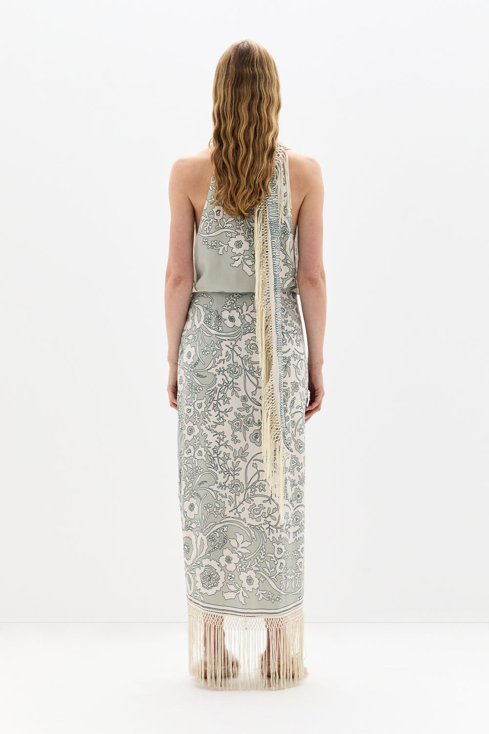 Lula Fringe Dress | Francine Floral Sage Fringed Maxi Dress | SIR.