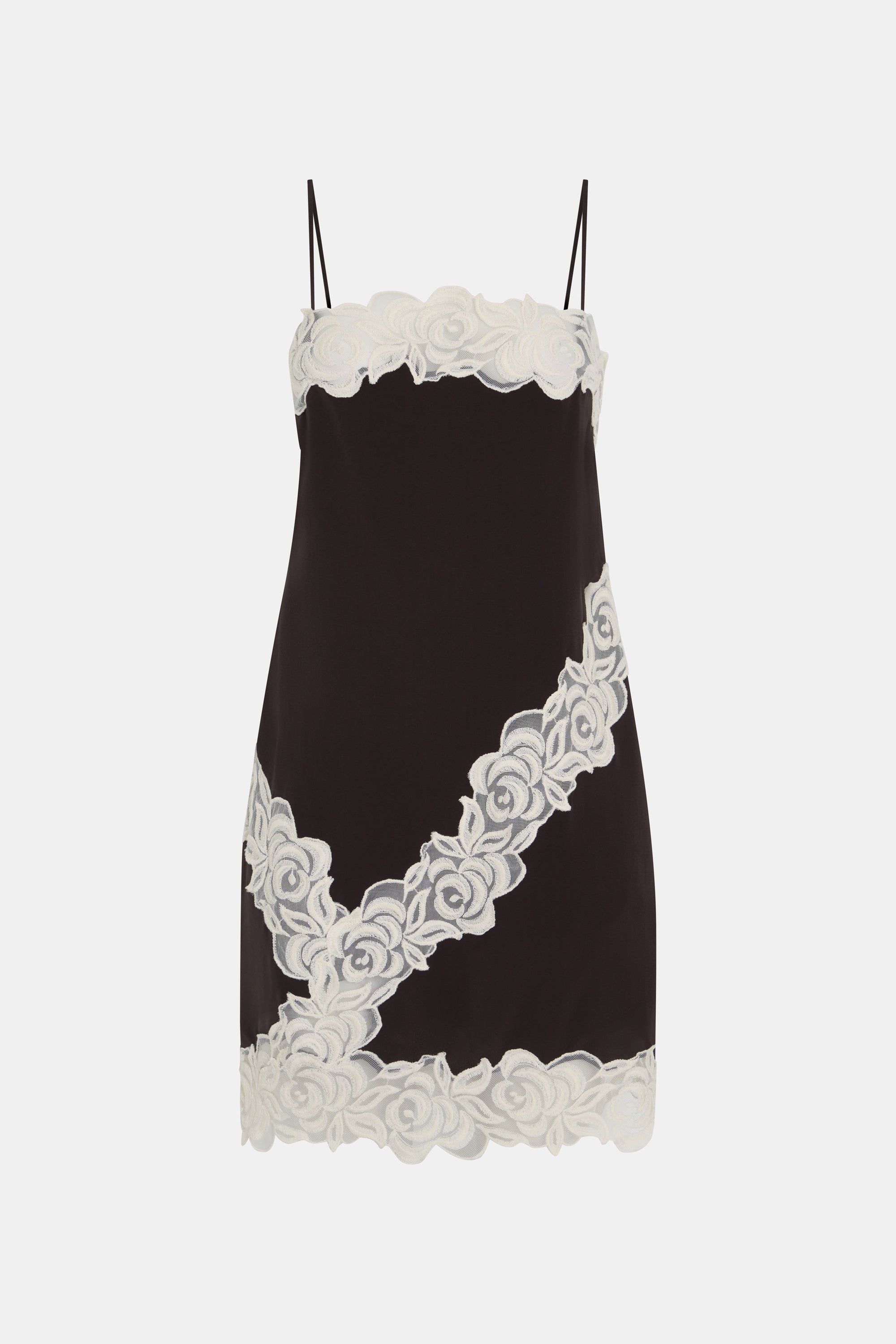 Bridgette Lace Mini Dress | Bitter Chocolate Silk Lace Mini Dress | SIR.