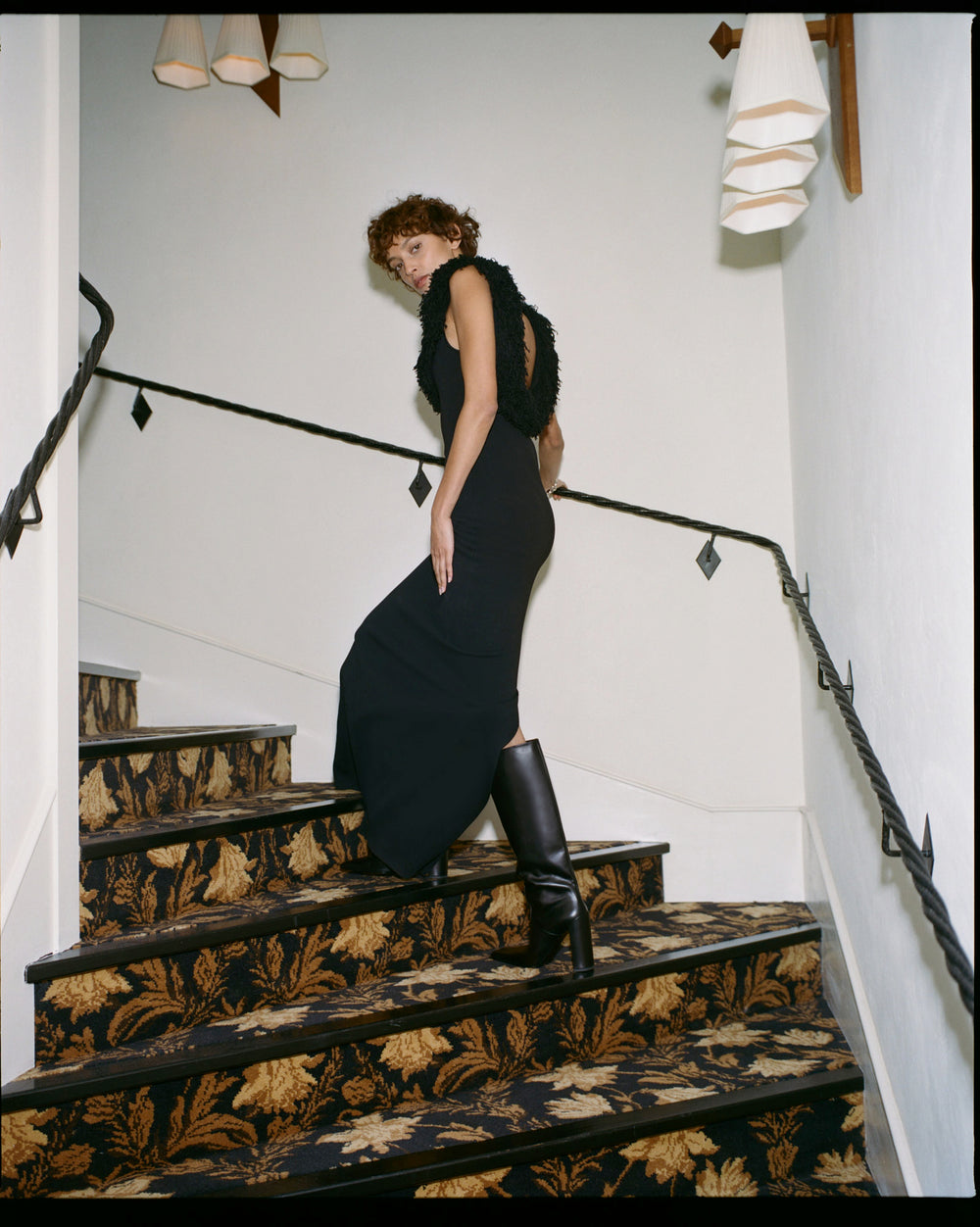 knee length dresses for ladies Marcelline Gown | Black Fringe Detail Evening Dress