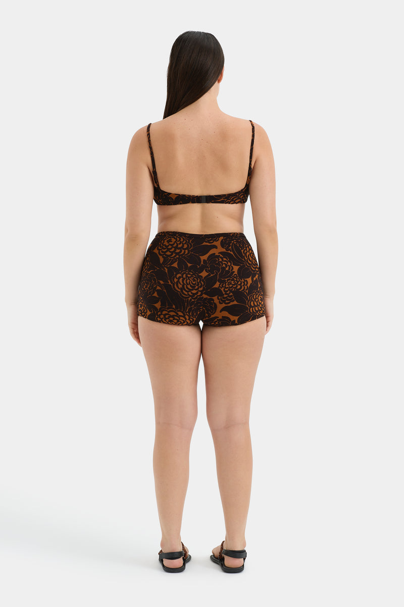 Dawn Swim Short Brown Sandflower Floral Terry SIR