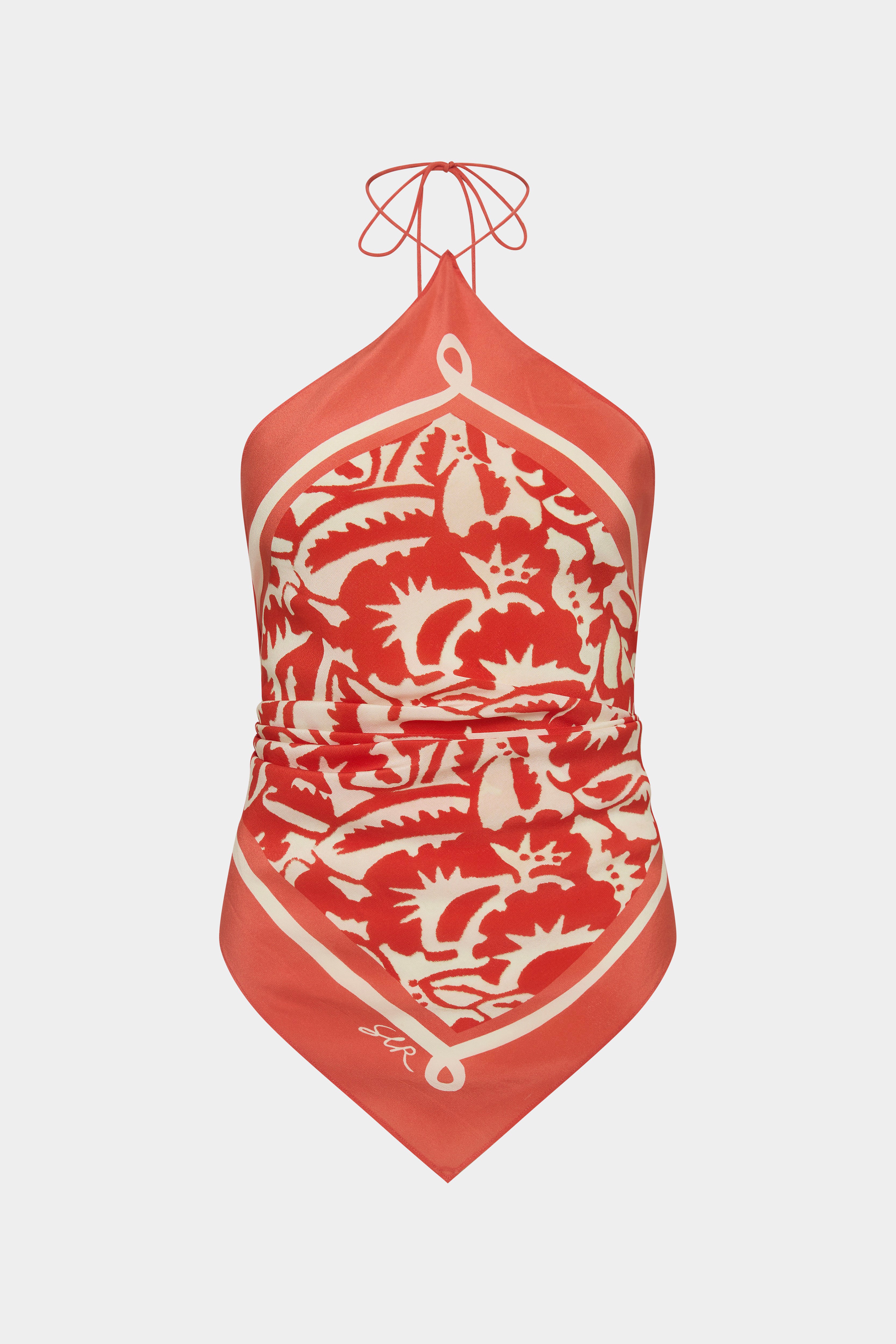 Palmera Scarf Top | Vacanza Floral Red Multi-Way Silk | SIR.