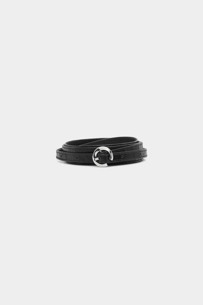 Odeon Narrow Leather Belt | Black Croc Embossed | SIR.