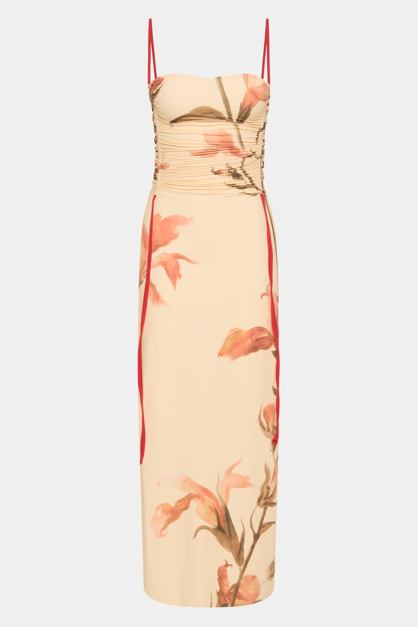 SIR the label Hana Ruched Midi Dress Gladioli Print