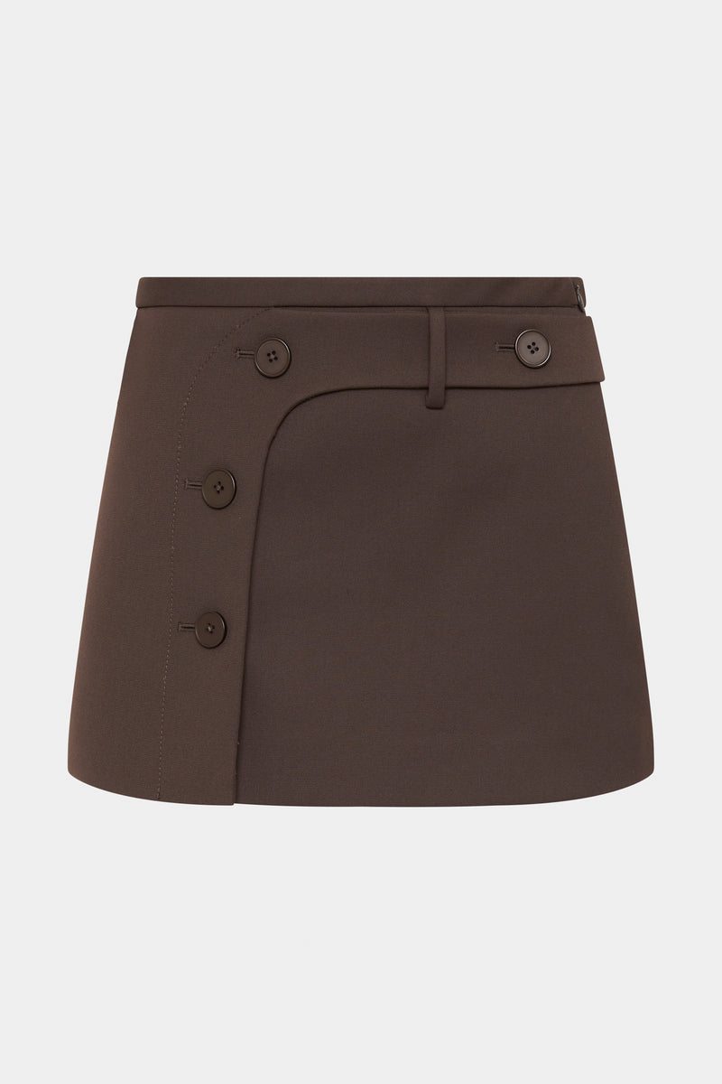 SIR the label Sandrine Button Mini Skirt CHOCOLATE