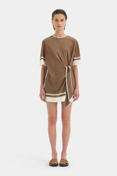 Almara Mini Dress | Brown Espresso Stripe | SIR.