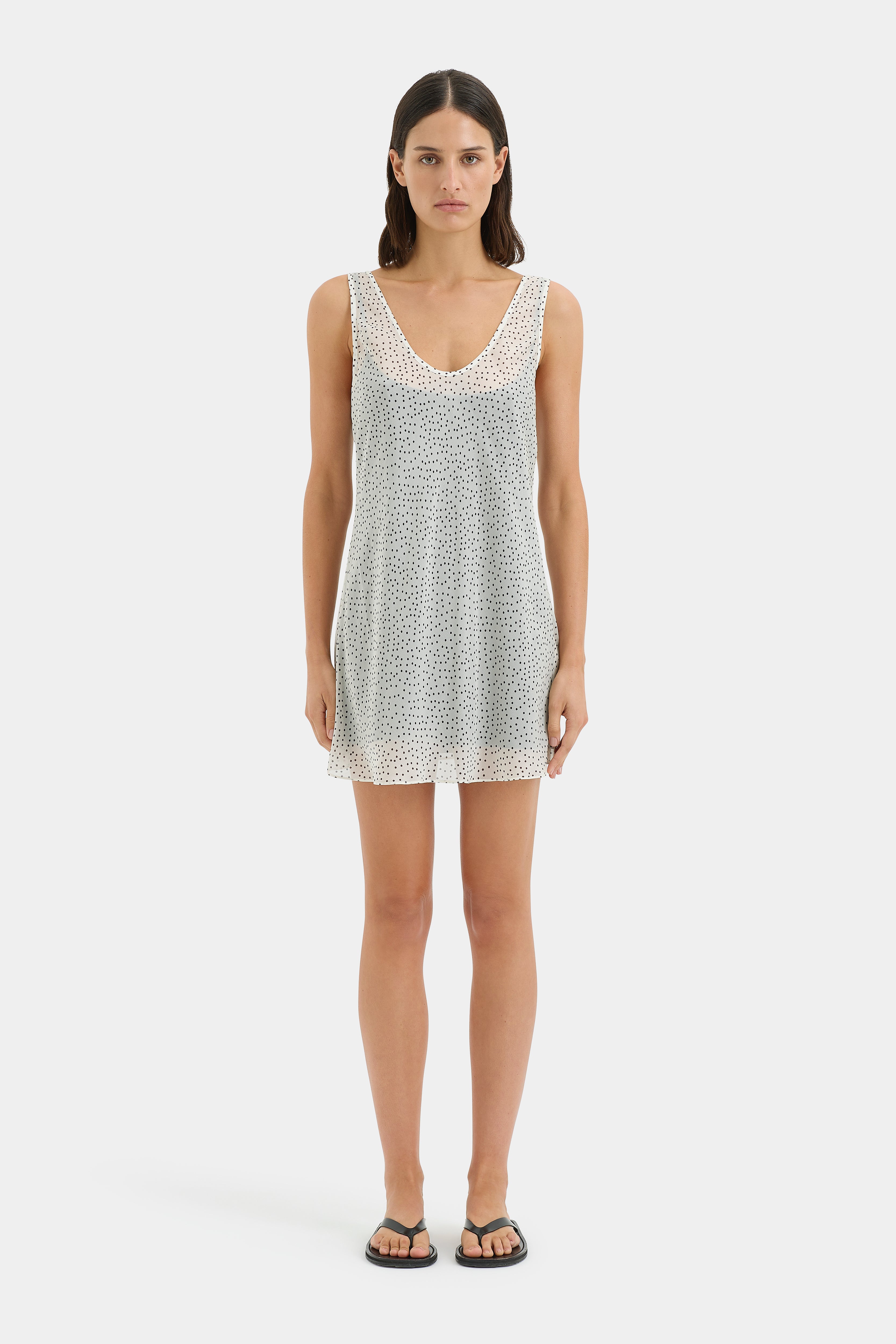 Lisander Mini Dress | White Polka Dot Bianca | SIR. Lisander Mini Dress | White Polka Dot Bianca | SIR.