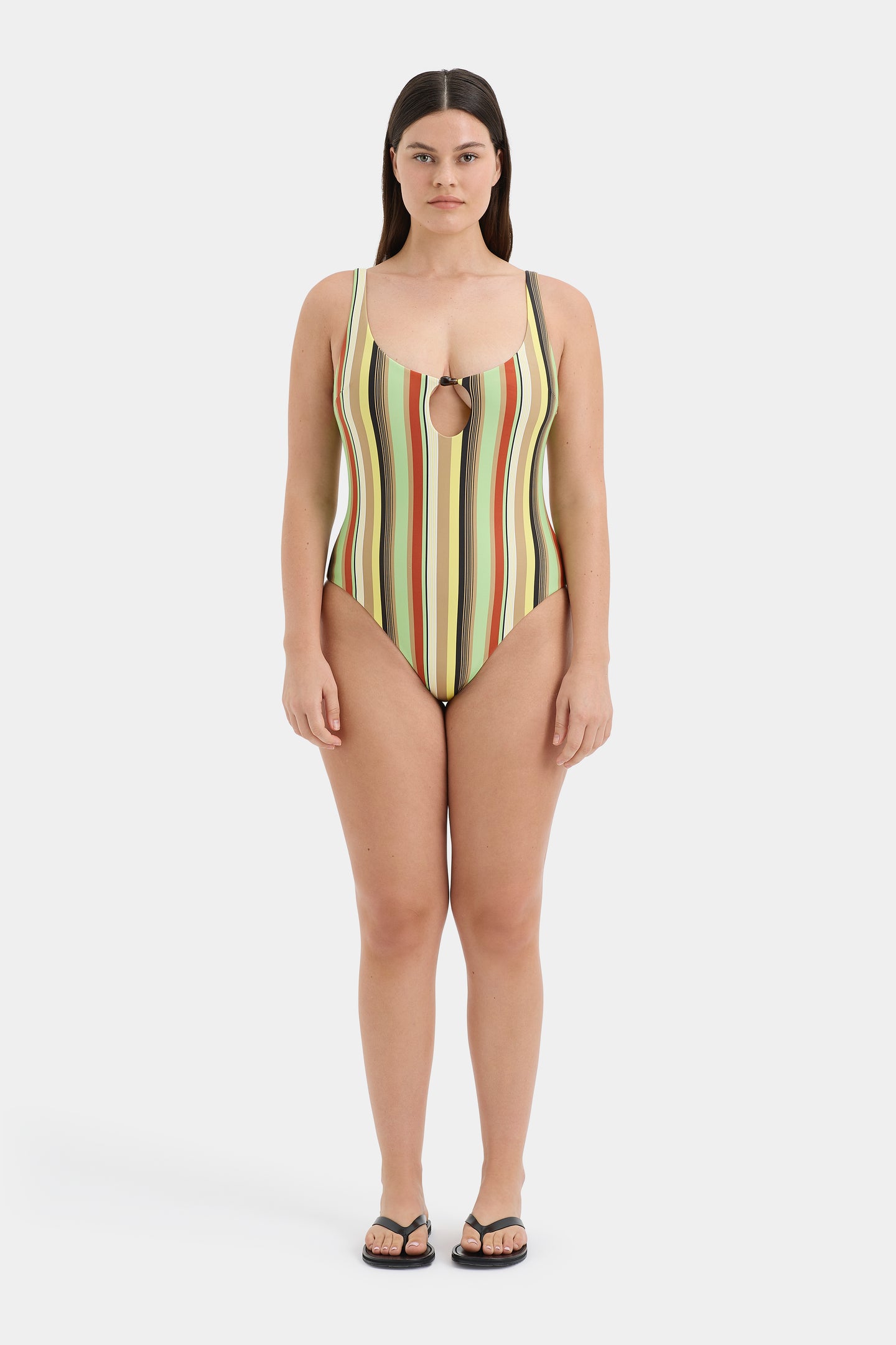 SIR the label Poolside Beaded One Piece PALM STRIPE