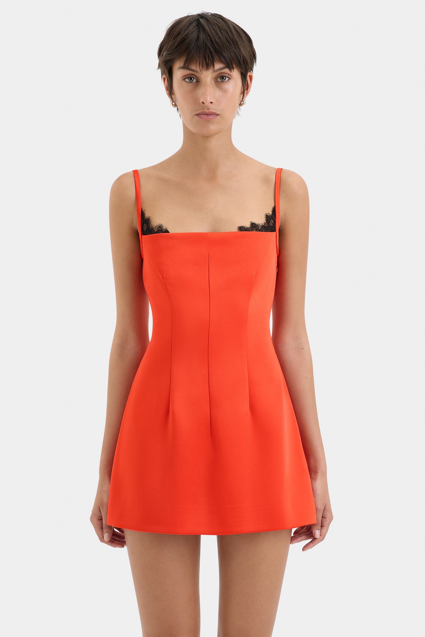 SIR the label Poppy Contoured Mini Dress Tangerine