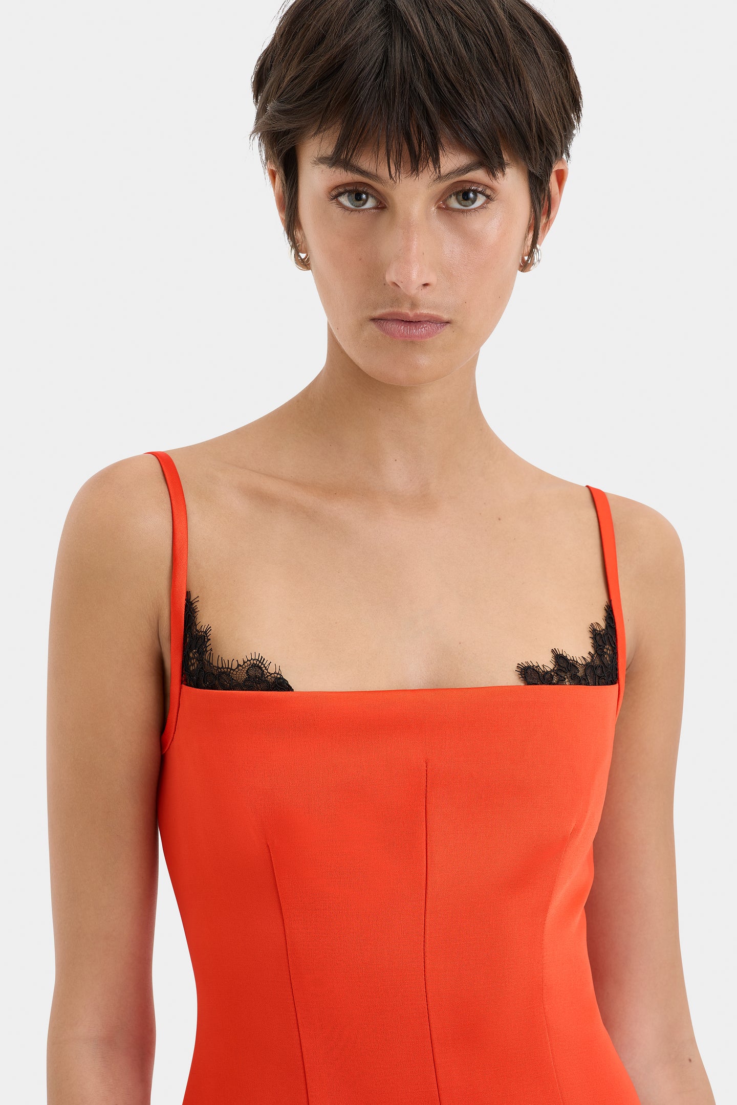 SIR the label Poppy Contoured Mini Dress Tangerine