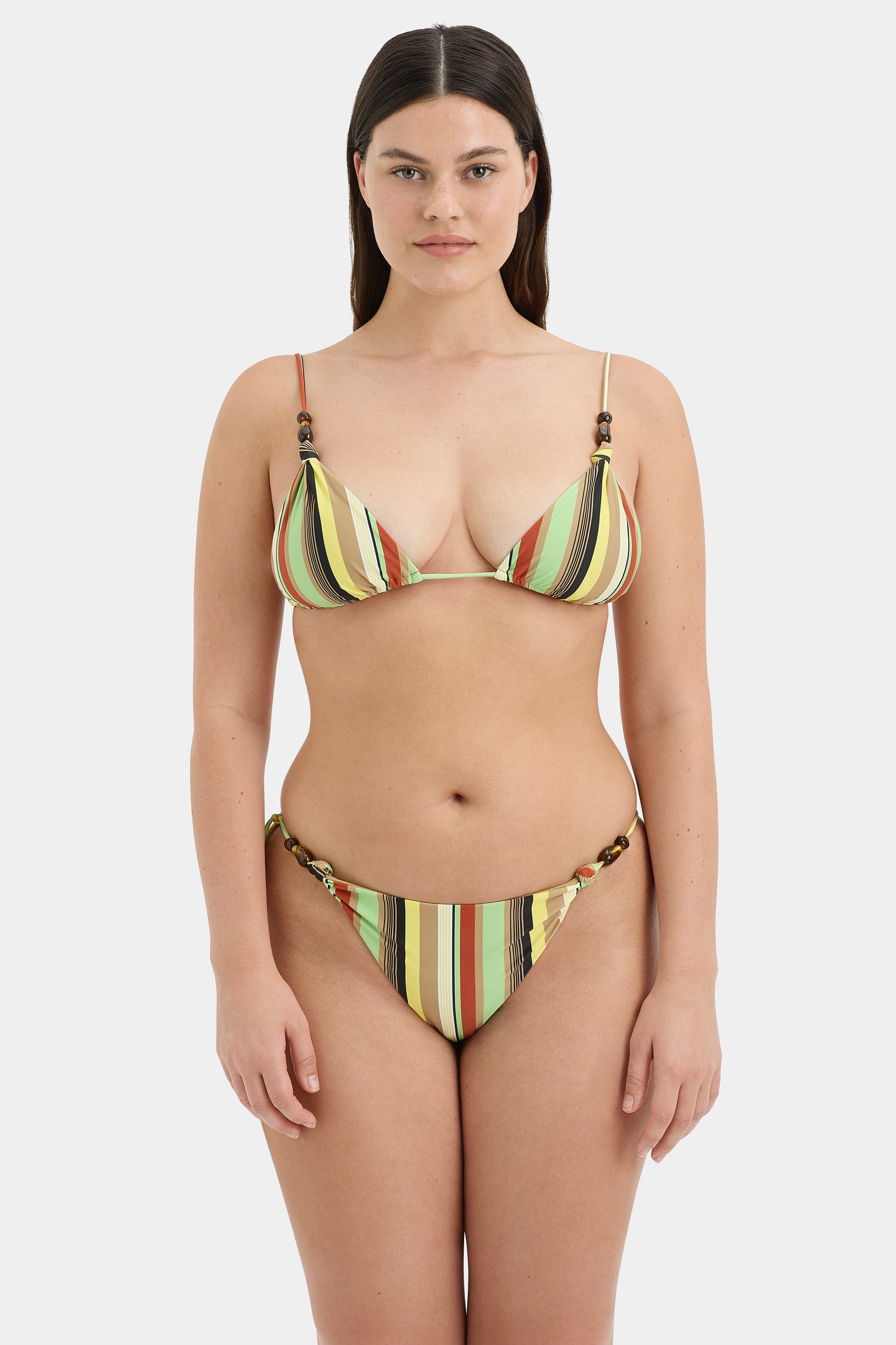 SIR the label Poolside String Triangle Top PALM STRIPE