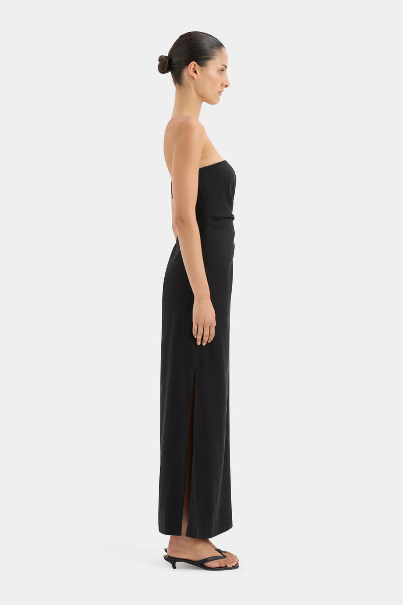 SIR the label Dorian Strapless Midi Dress BLACK