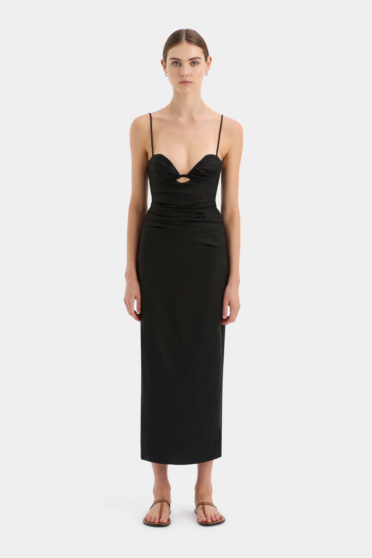 SIR the label Noemi Balconette Midi Dress BLACK