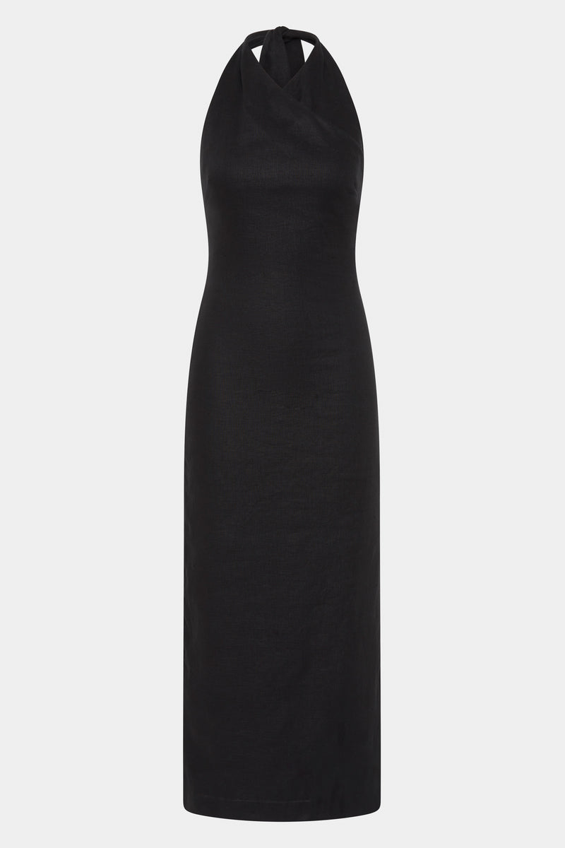 SIR the label Iris Halter Midi Dress BLACK