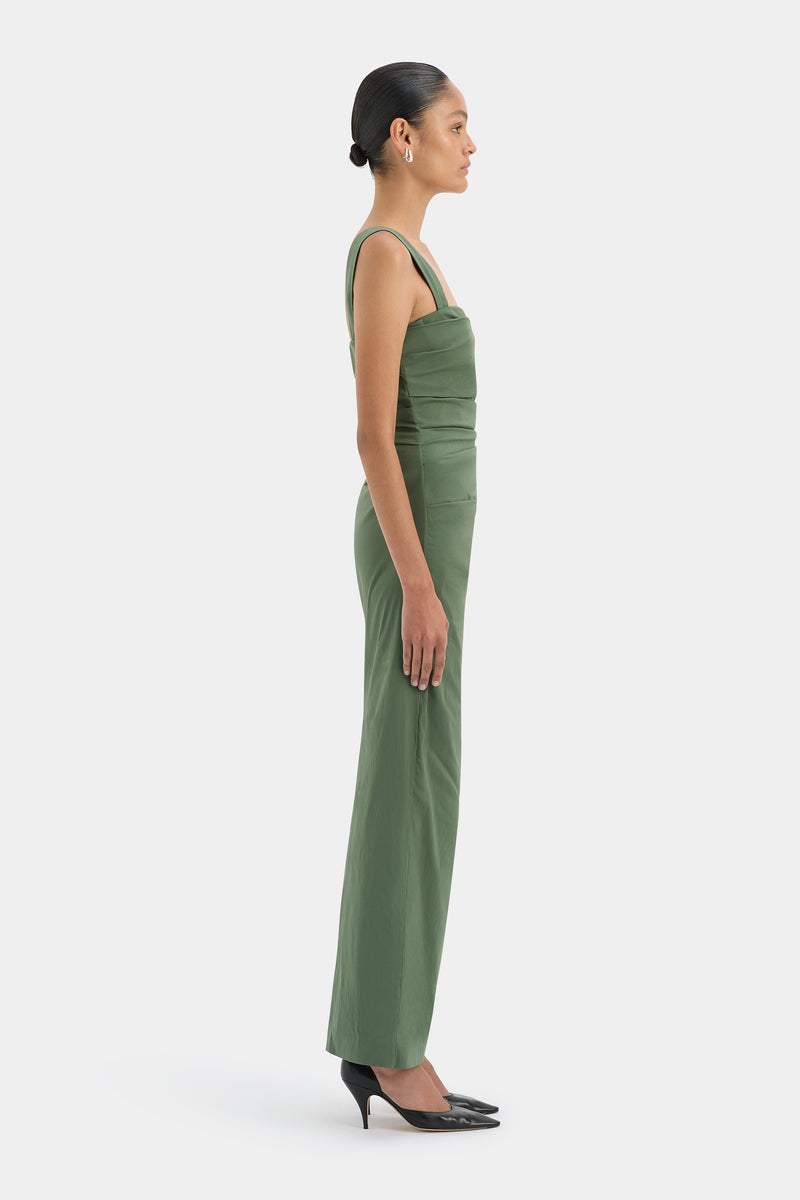 SIR the label Florent Balconette Gown Forest Green