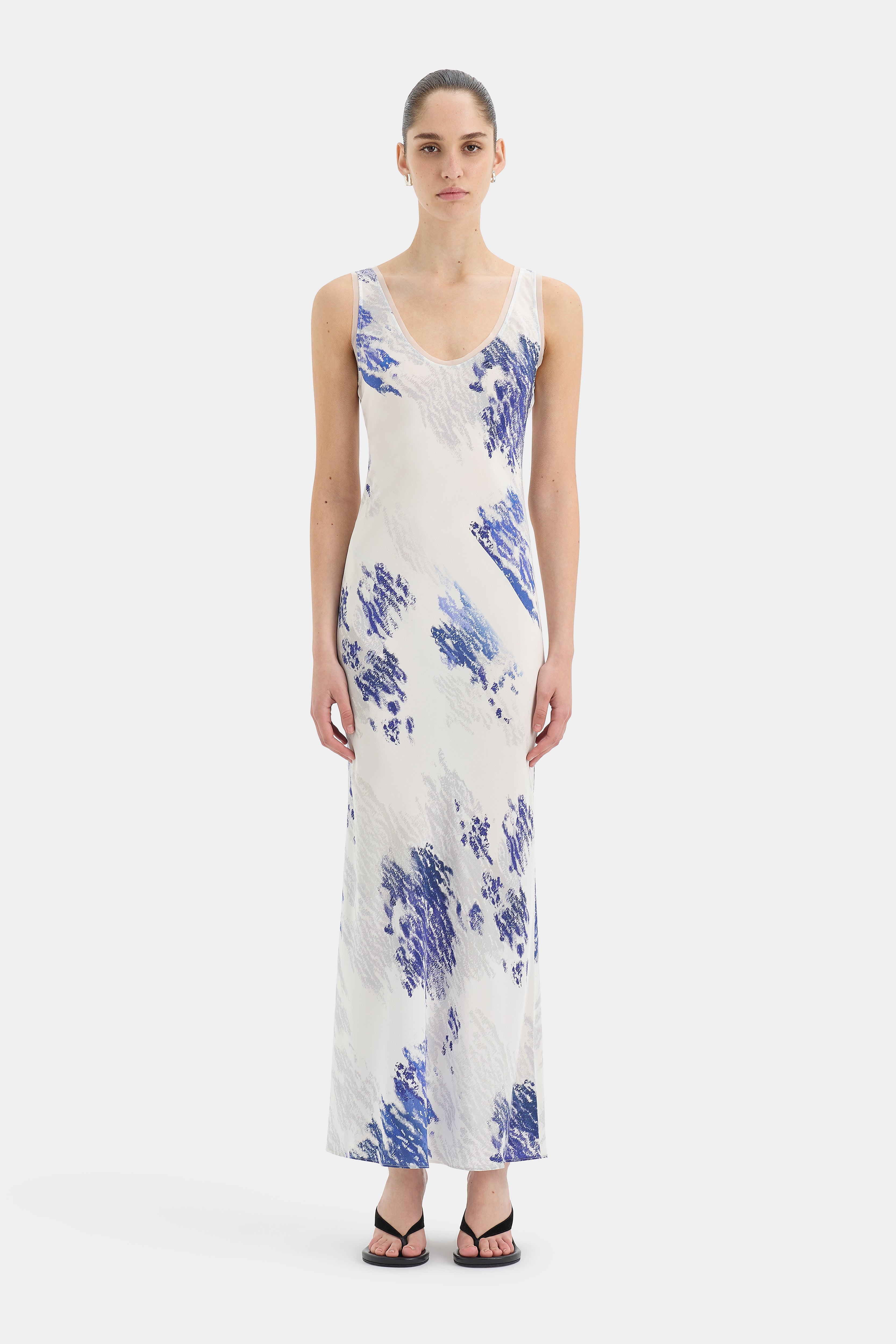 Sofia Slip Dress | White & Blue Nuvola Print | SIR. Sofia Slip Dress | White & Blue Nuvola Print | SIR.