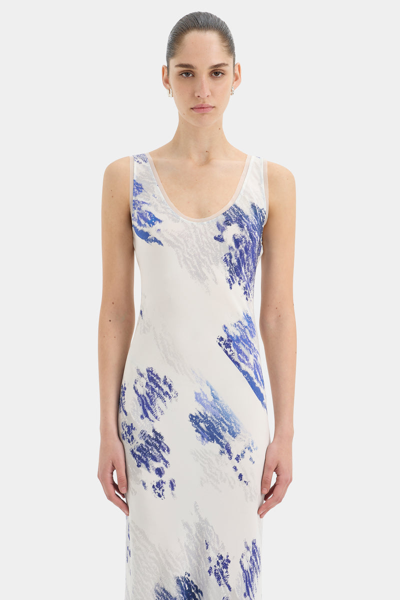 Sofia Slip Dress | White & Blue Nuvola Print | SIR. Sofia Slip Dress | White & Blue Nuvola Print | SIR.