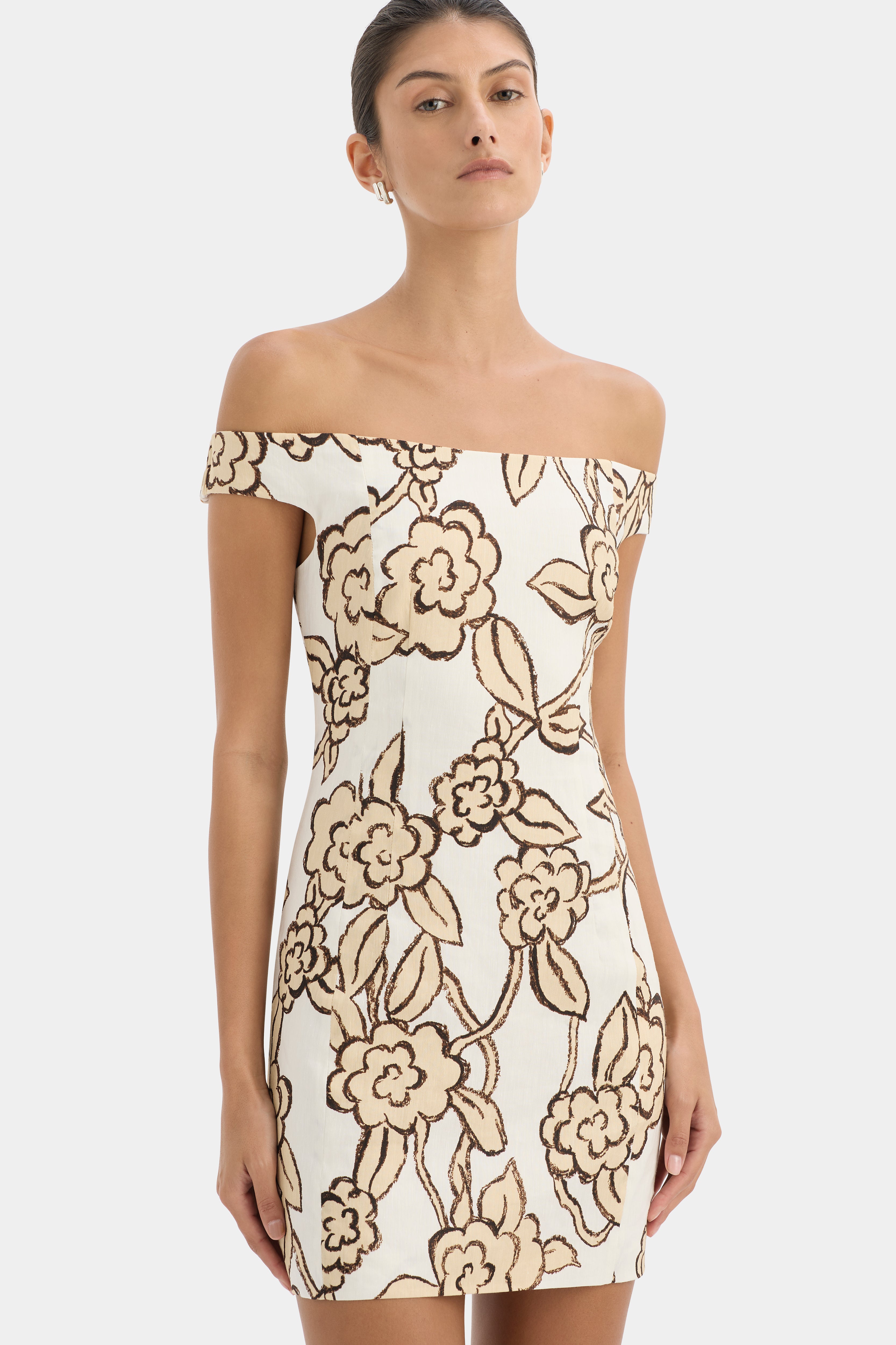 off shoulder mini dress floral Elodie Off Shoulder Mini Dress | Patale Art Deco Floral