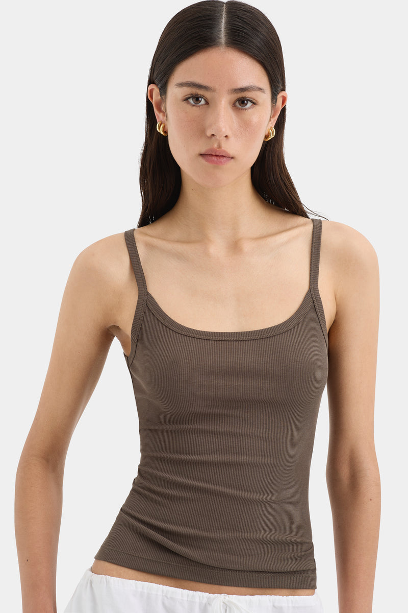 SIR the label Liana Scoop Tank Dark Khaki