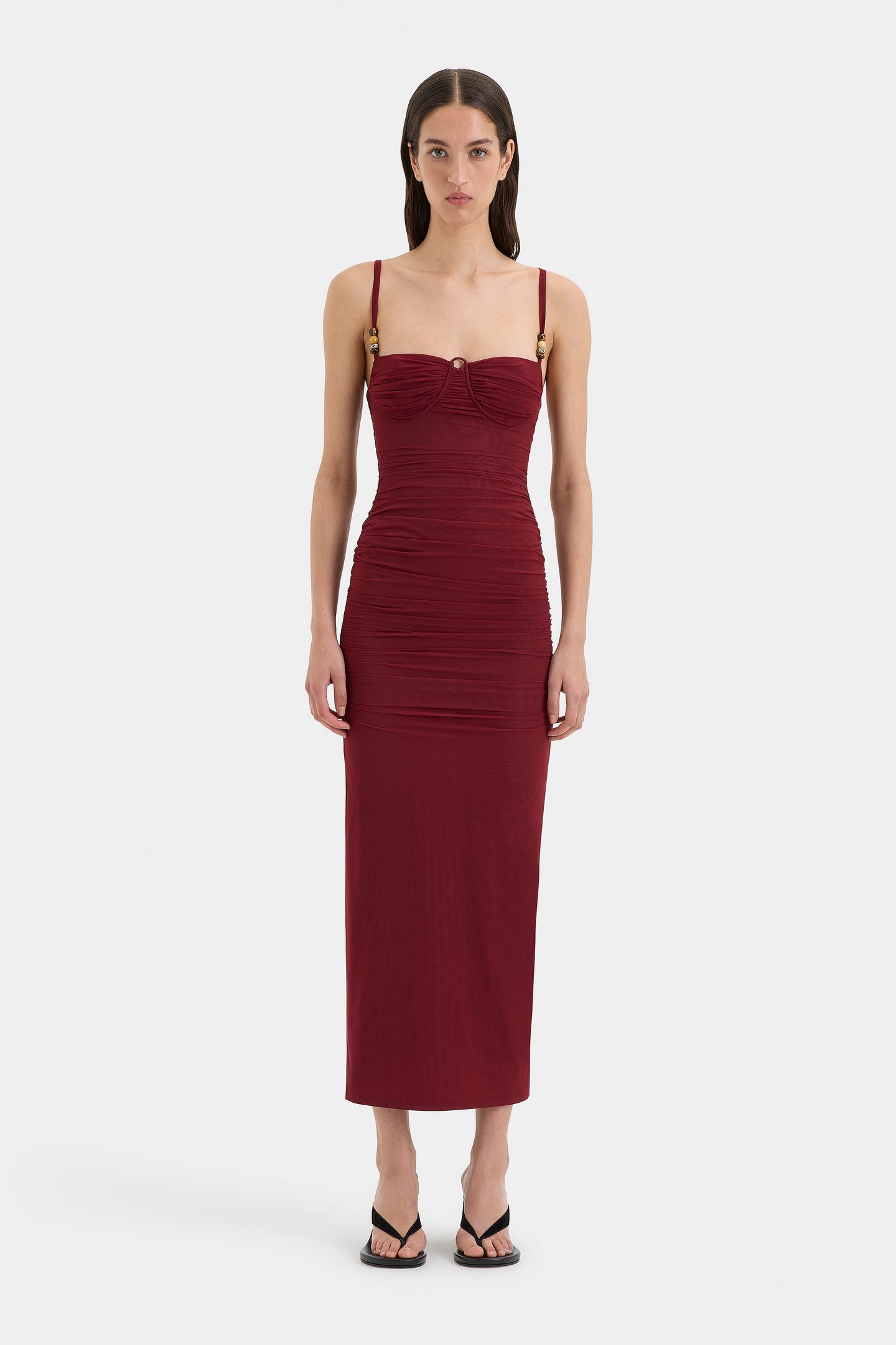 SIR the label Jacques Beaded Midi Dress BERRY