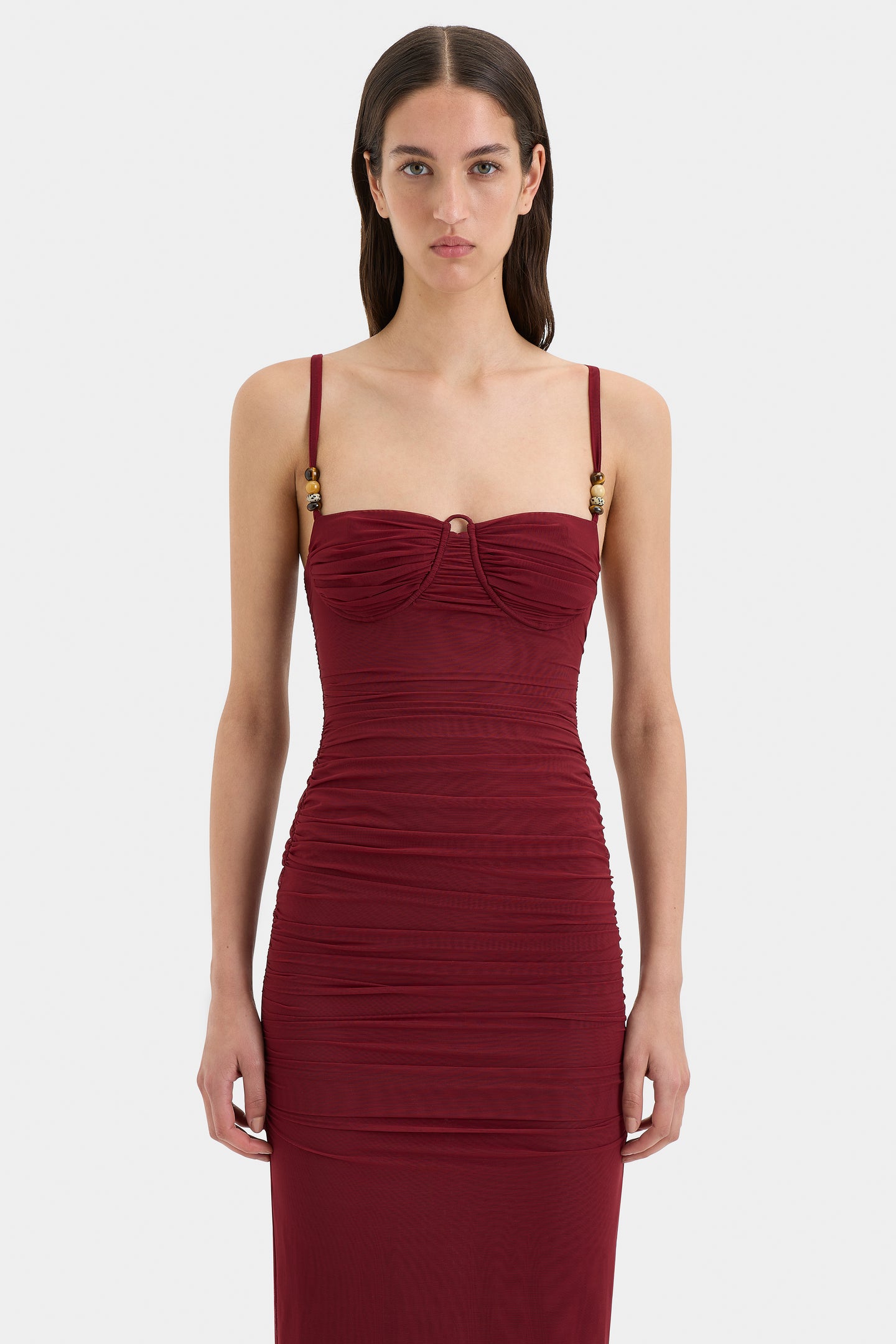 SIR the label Jacques Beaded Midi Dress BERRY