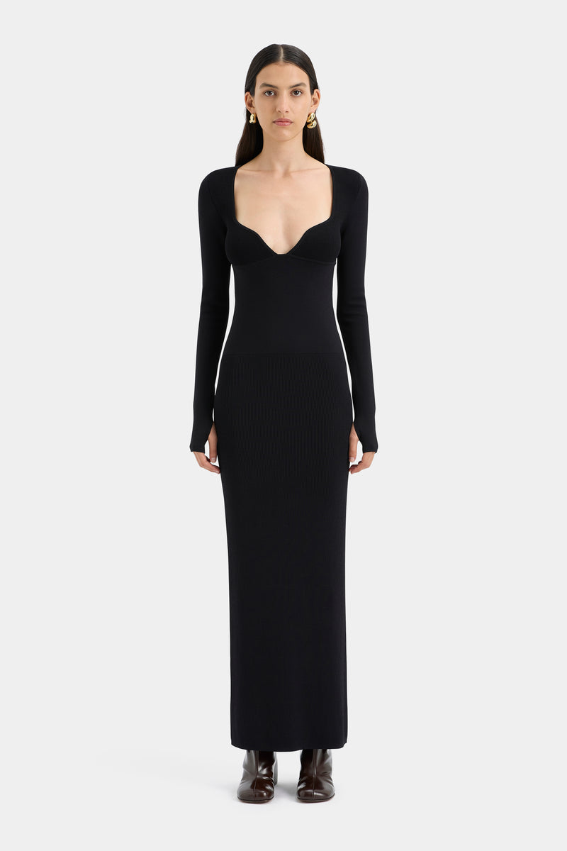 SIR the label Helena Long Sleeve Maxi Dress BLACK