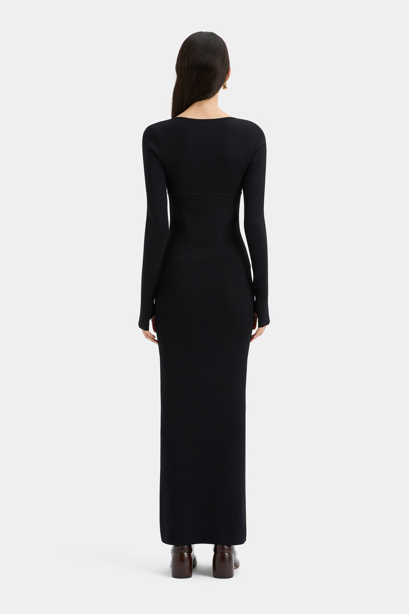 SIR the label Helena Long Sleeve Maxi Dress BLACK