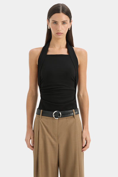 Zelie Halter Top | Black Peached Jersey | SIR.