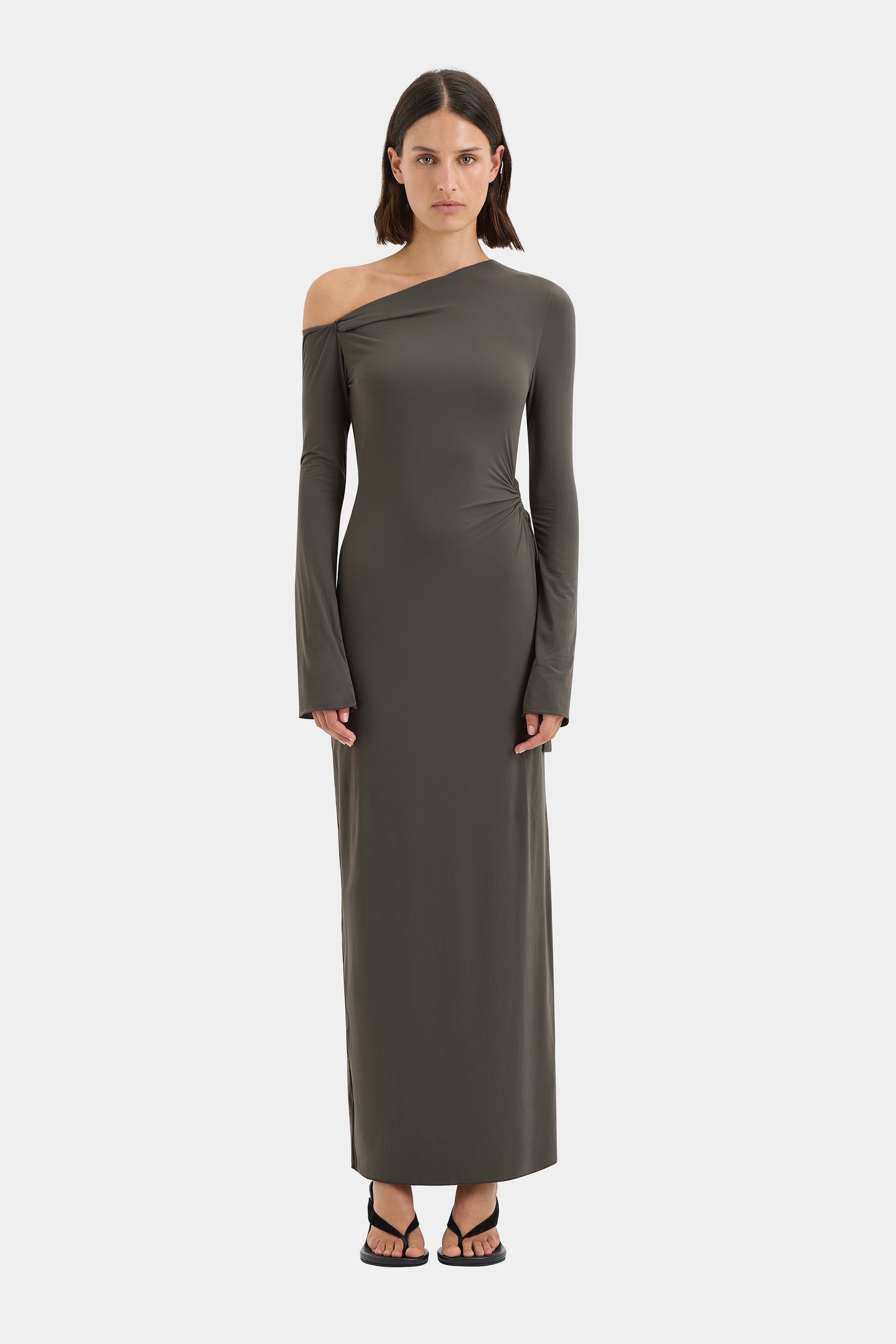 SIR the label Hana Tie Maxi Dress Charcoal