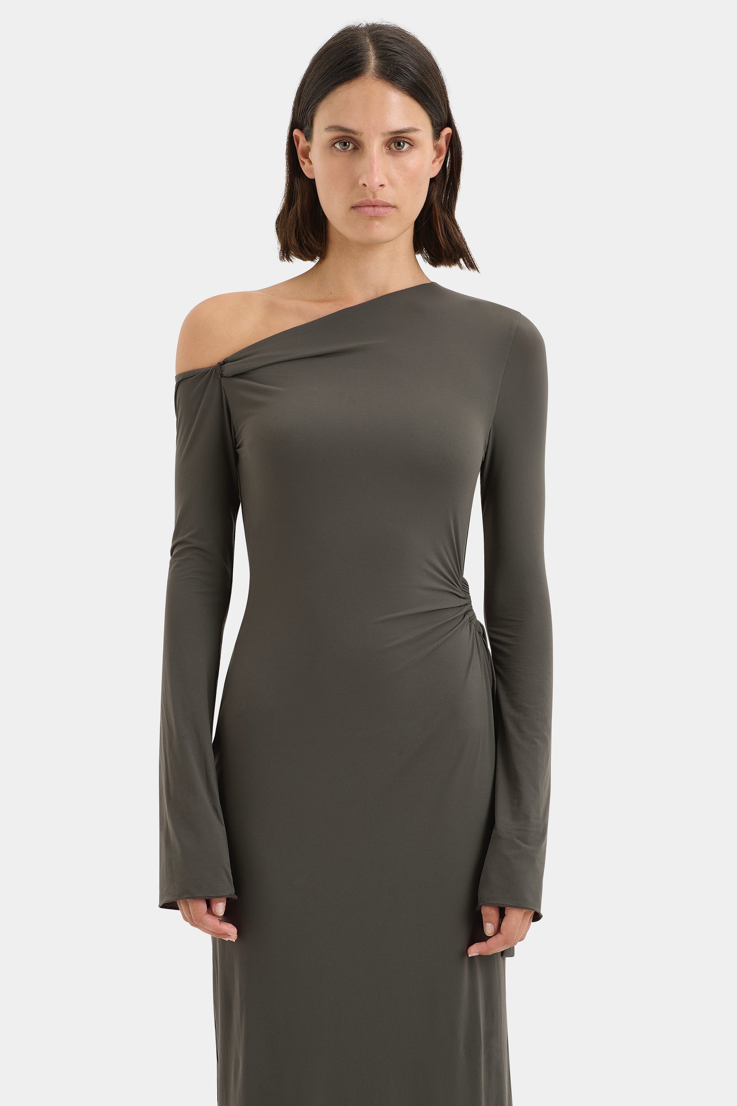 SIR the label Hana Tie Maxi Dress Charcoal