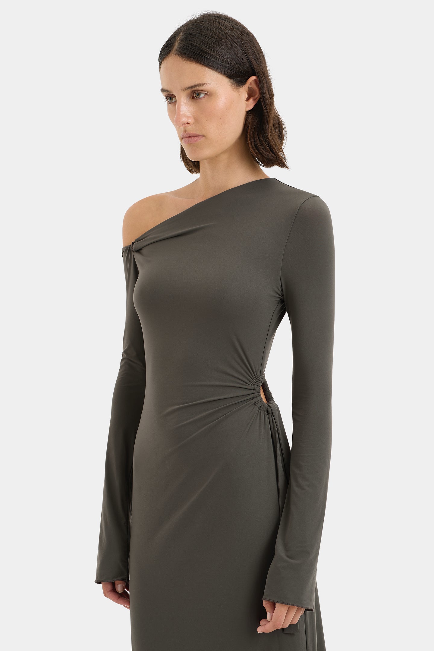 SIR the label Hana Tie Maxi Dress Charcoal