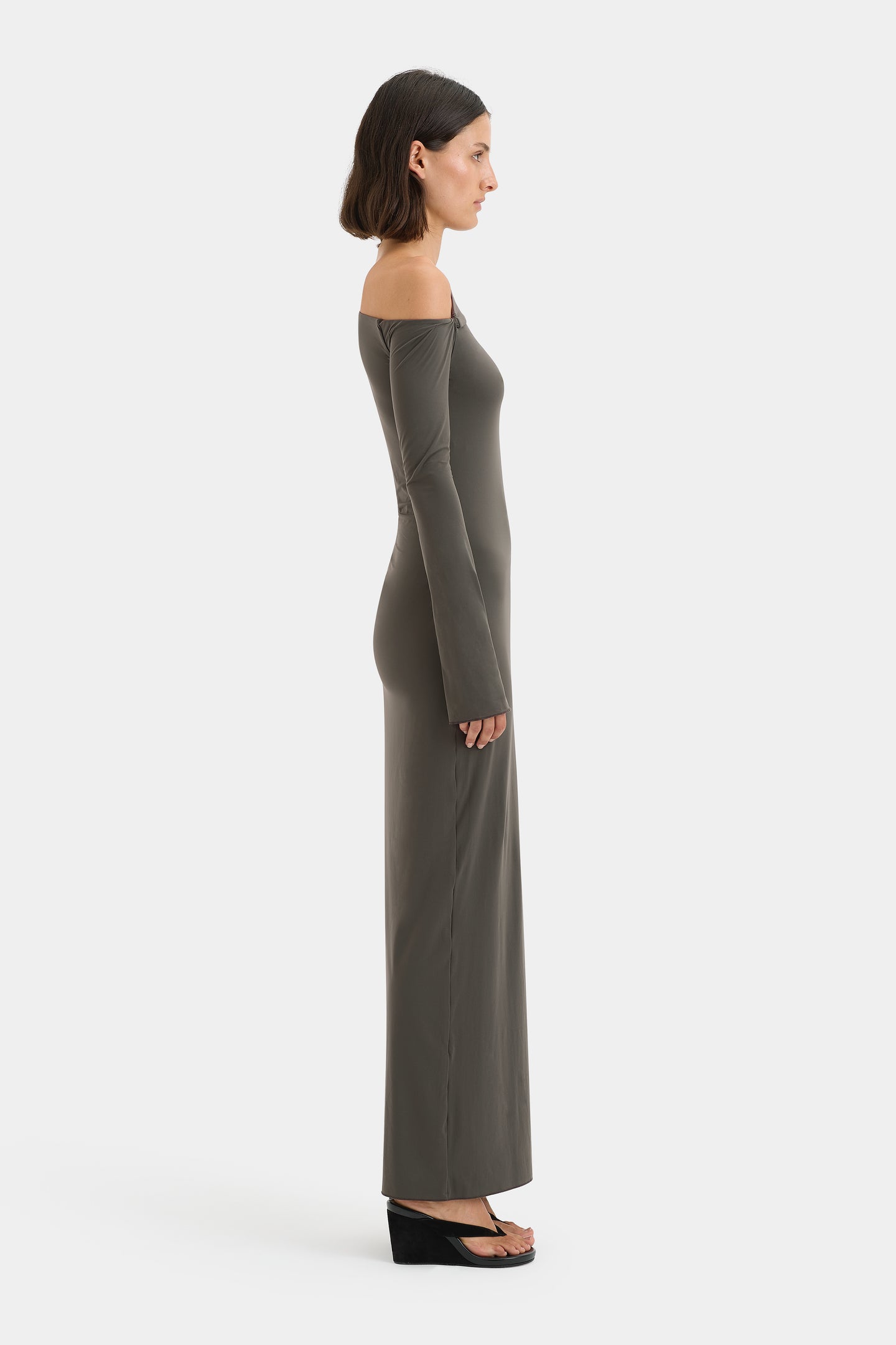 SIR the label Hana Tie Maxi Dress Charcoal