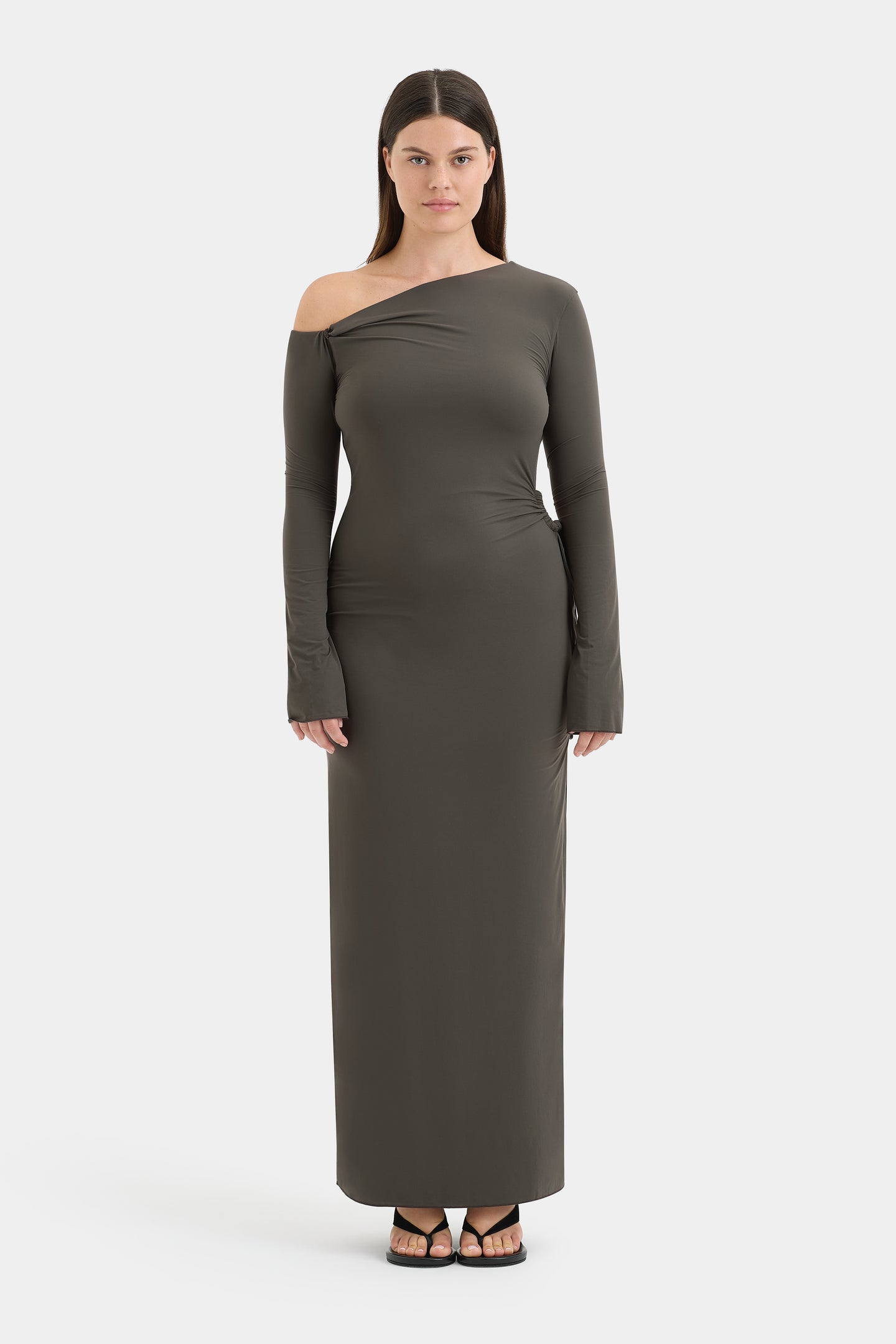 SIR the label Hana Tie Maxi Dress Charcoal