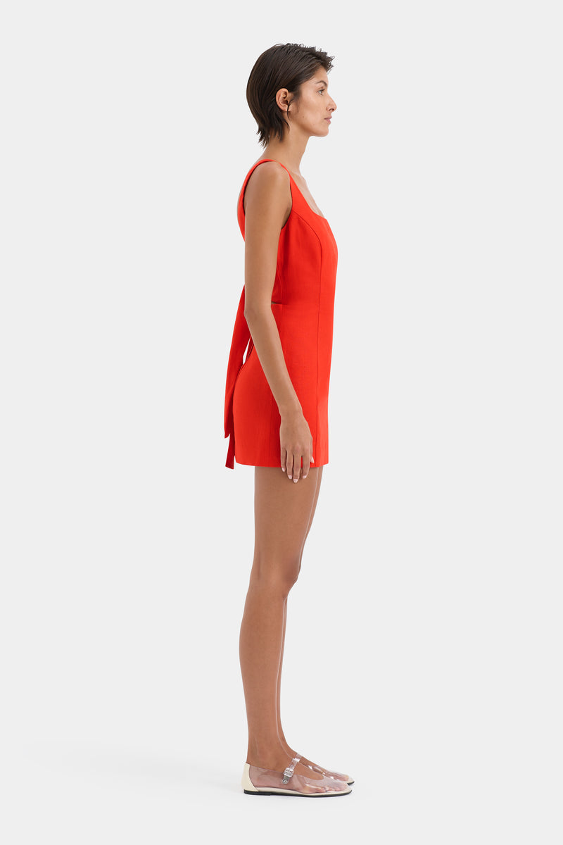 SIR the label Iris Tie Mini Dress SCARLET