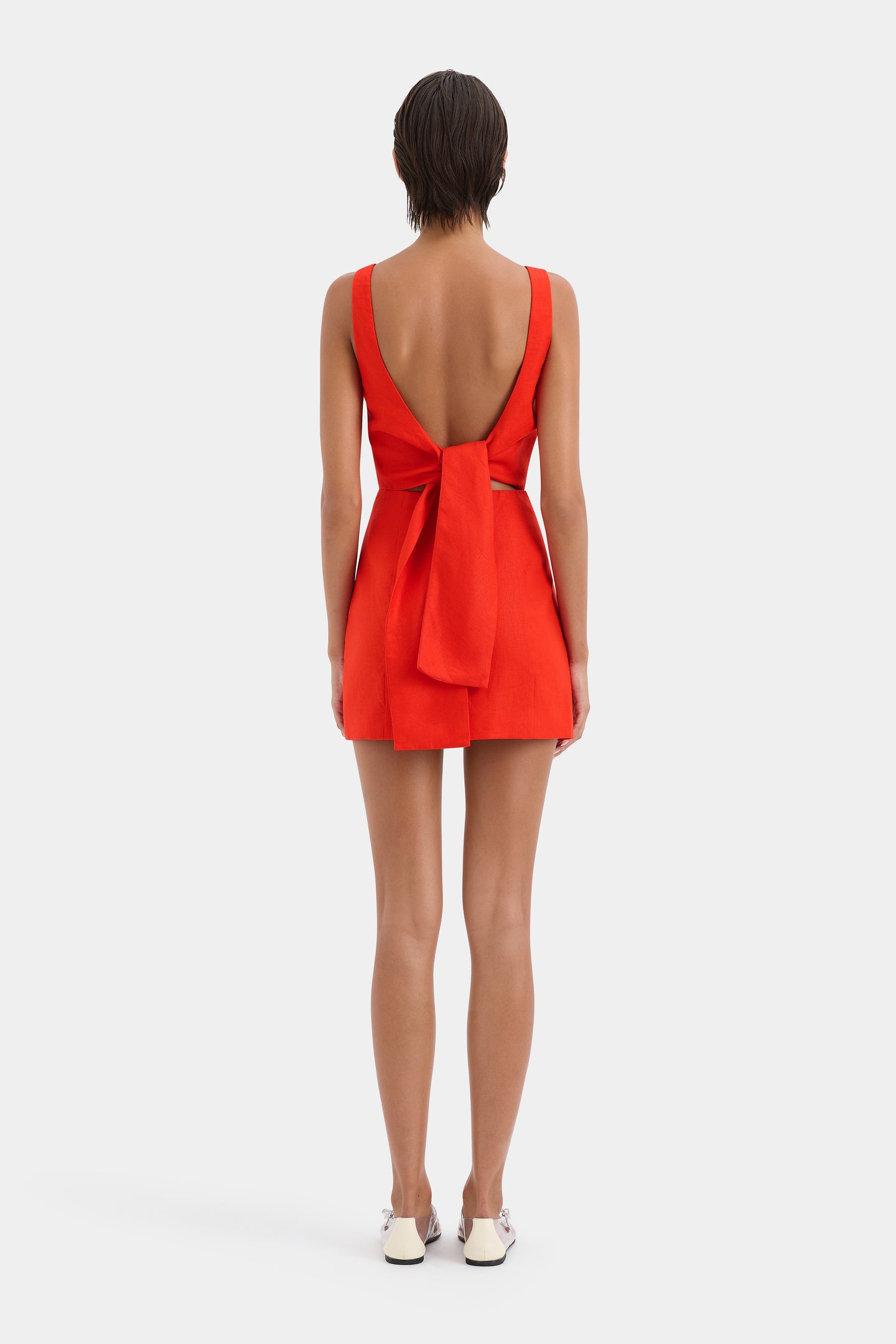 SIR the label Iris Tie Mini Dress SCARLET