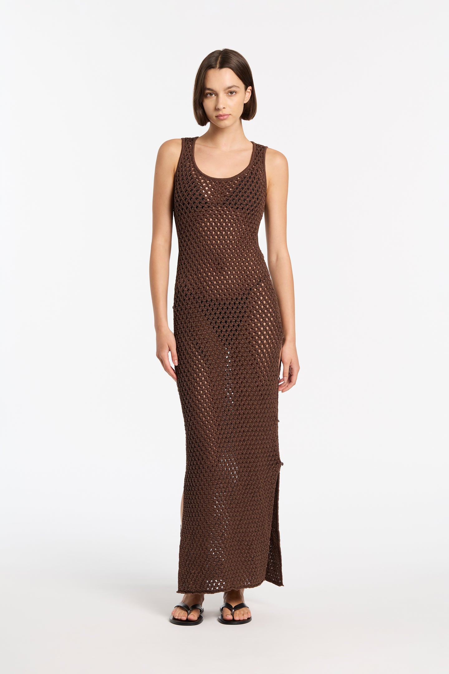 SIR the label Aline Crochet Cut Out Maxi Chocolate