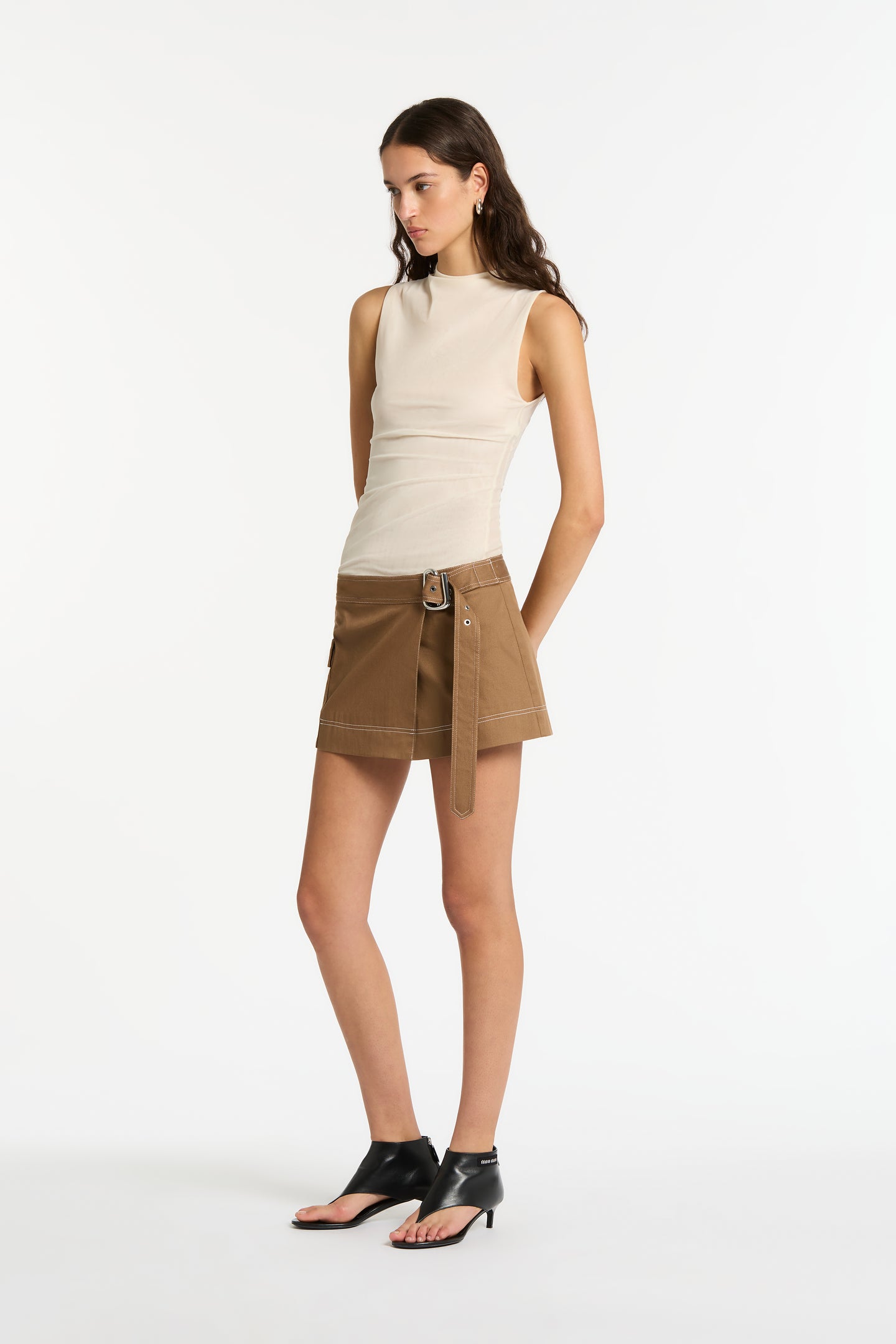 SIR the label Bourdelle Utility Mini Skirt Biscuit
